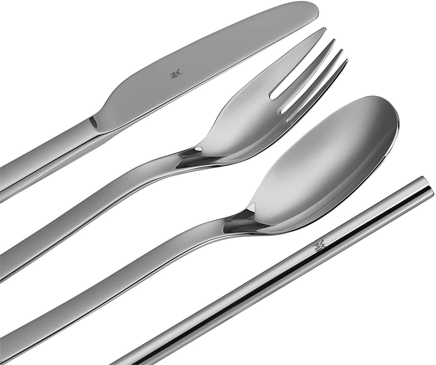 WMF Besteck-Set My2Go Besteck-Set, 8-teilig (4-tlg), Cromargan® Edelstahl rostfrei 18/10, Wanderbesteck umweltfreundlich, Strohhalm, Reinigungsbürste