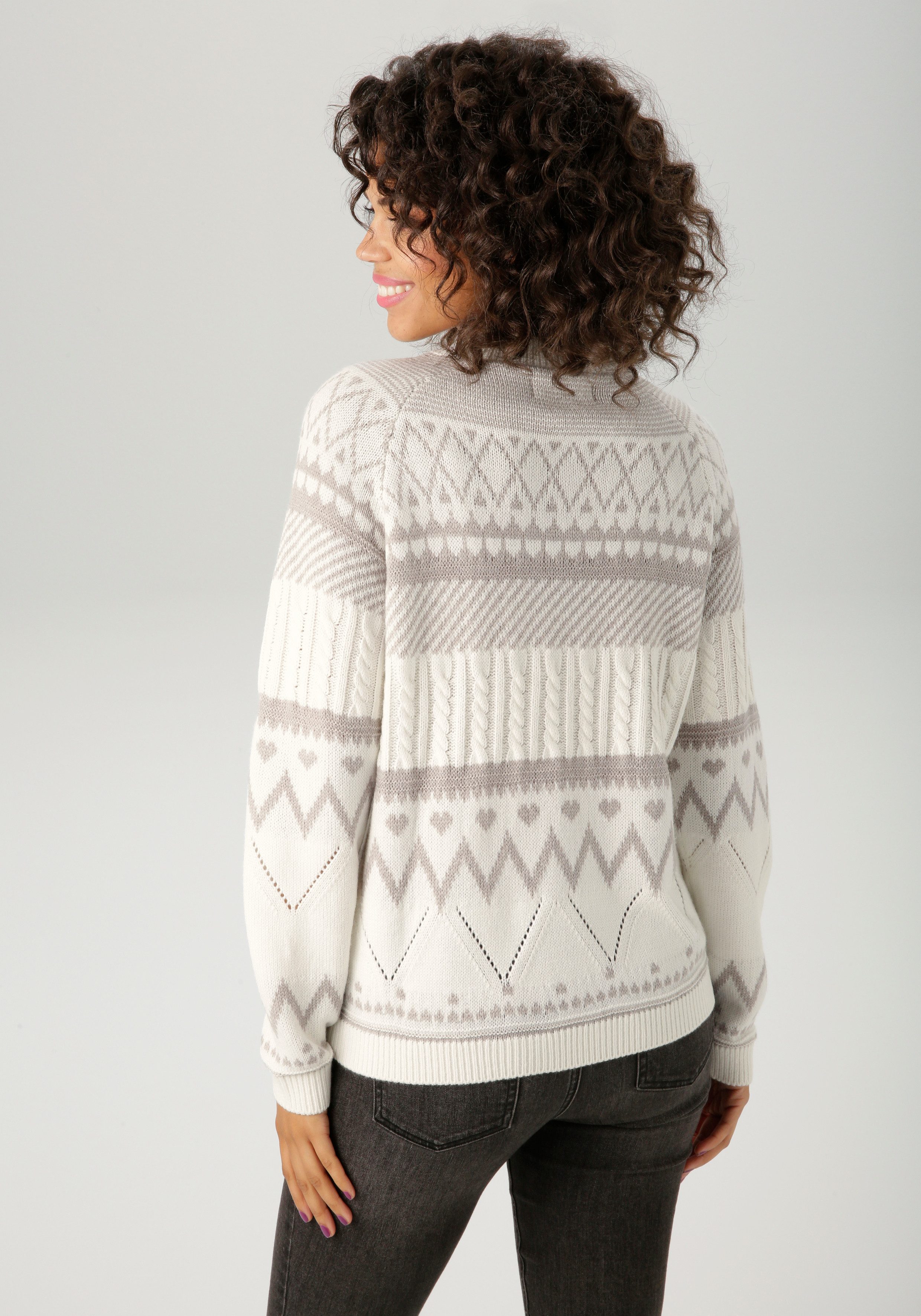 Aniston CASUAL Strickpullover im trendigen Muster-Mix günstig online kaufen