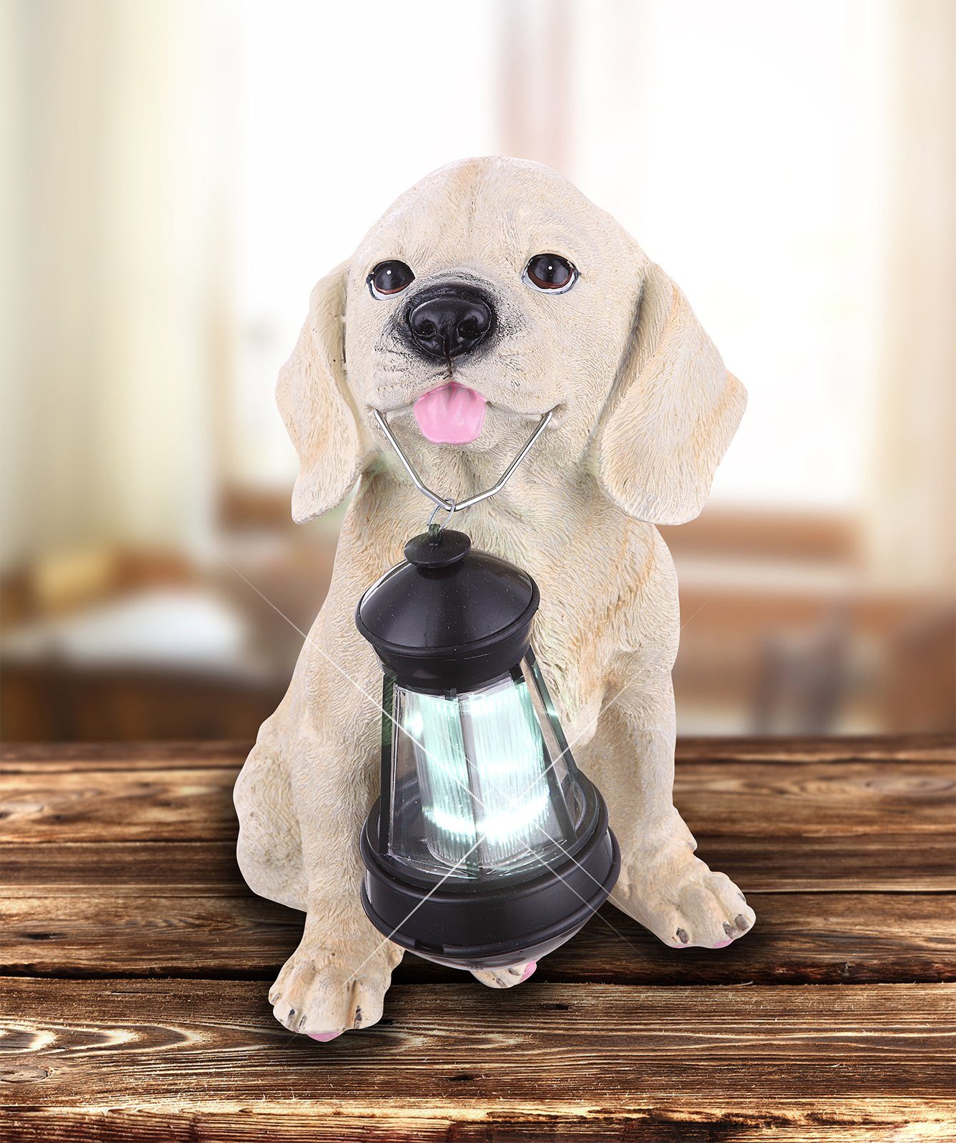 Globo 33372 Hund mit Laterne LED Solarleuchte 25cm 
