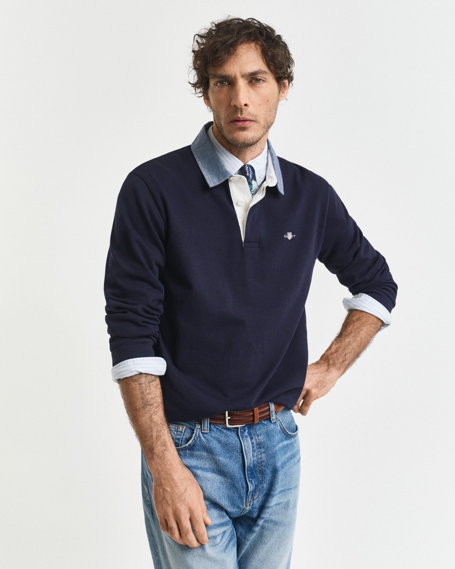 Gant Langarm-Poloshirt REG CHAMBRAY HEAVY RUGGER günstig online kaufen