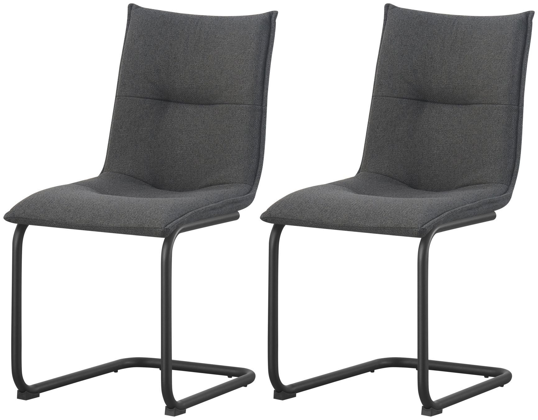 xonox.home Freischwinger (2er-Set), Esszimmerstühle aus Webstoff in anthrazit & Metallbeinen 46x89x57 cm