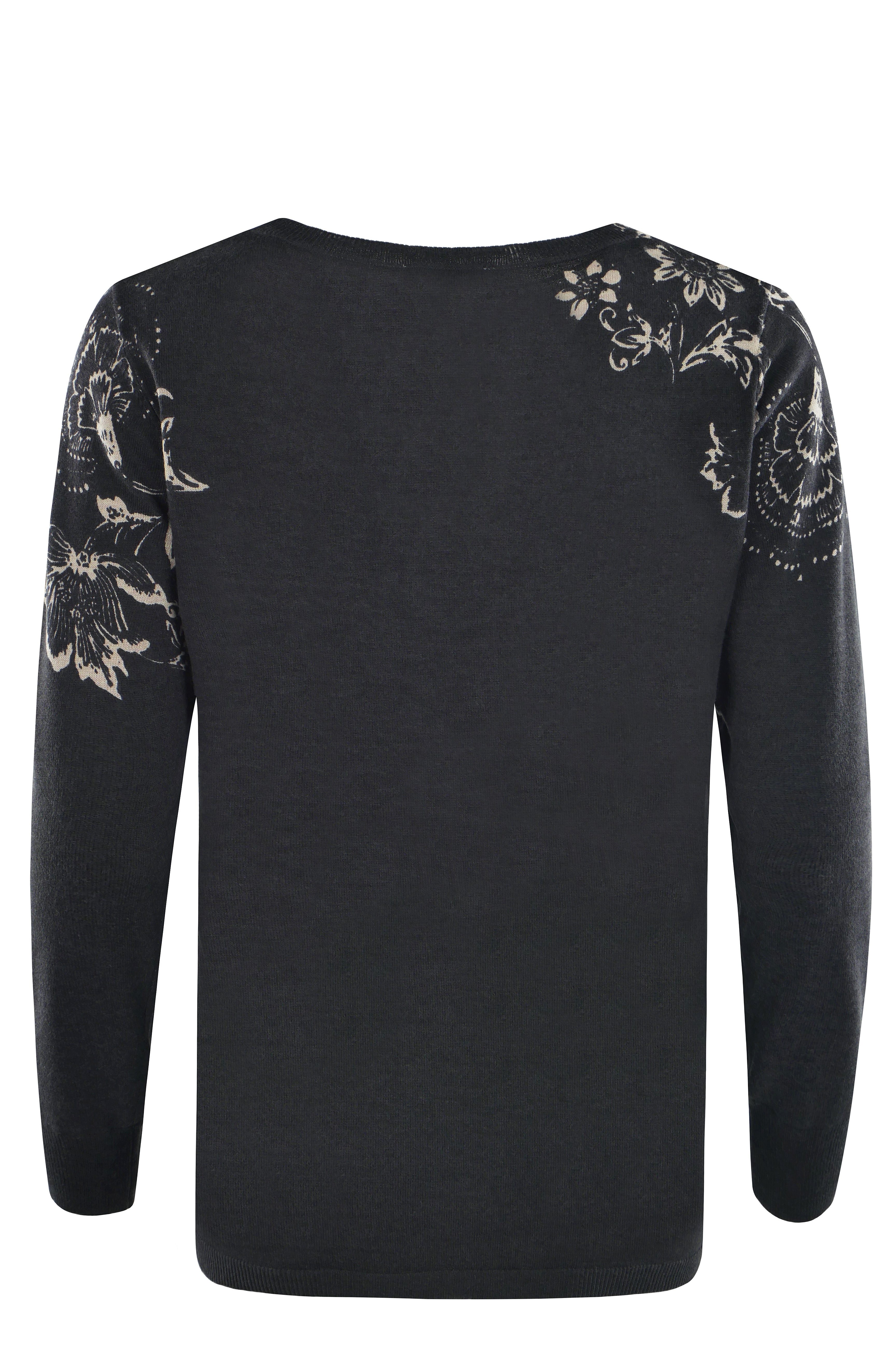 Hajo Rundhalspullover Damen Pullover mit 2-farbigem Print günstig online kaufen