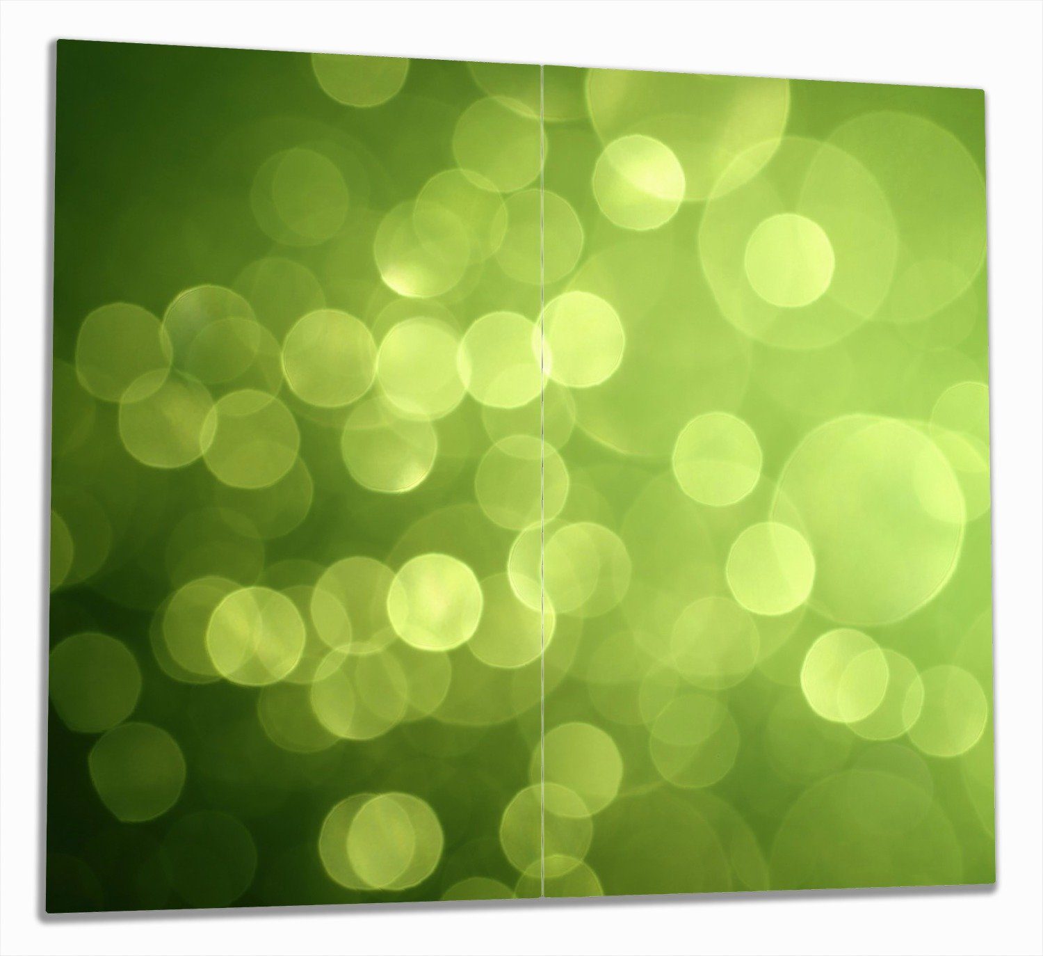 Wallario Herd-Abdeckplatte Abstrakte grüne Kreise grüne Lichtpunkte, ESG-Sicherheitsglas, (Glasplatte, 2 tlg., inkl. 5mm Noppen), verschiedene Größen