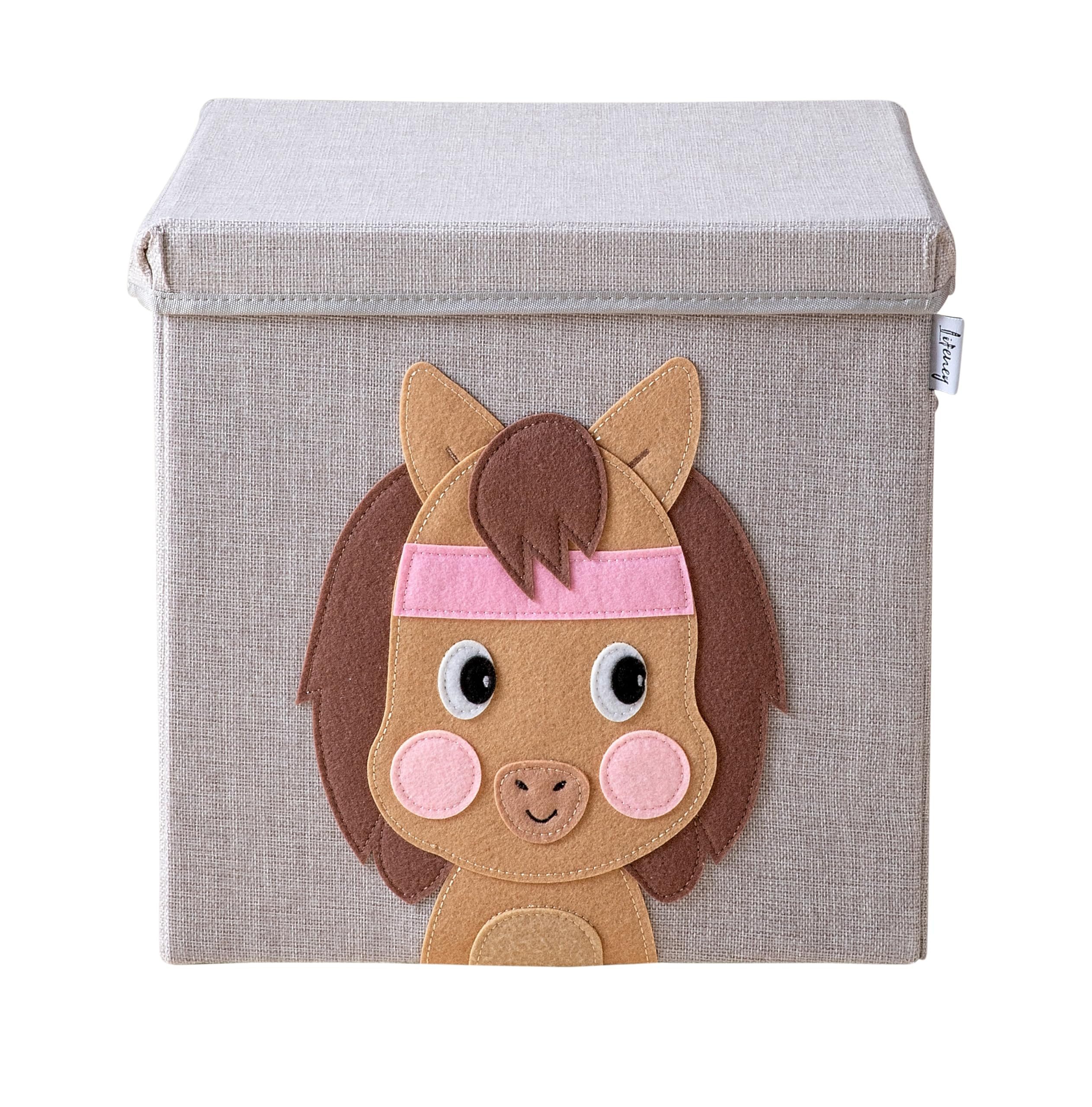 Lifeney Aufbewahrungsbox Aufbewahrungsbox mit Deckel und Pferdemotiv für Würfelregale, Ideal für das Kinderzimmer, Ordnungsbox für Spielzeug