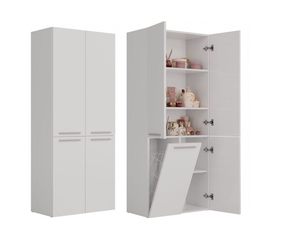 MAGOWA Badkommode Badezimmerschrank NEL Duo H174 cm x B60 cm x T30 cm (Stabil, langlebig & pflegeleicht), Platzsparendes Multitalent