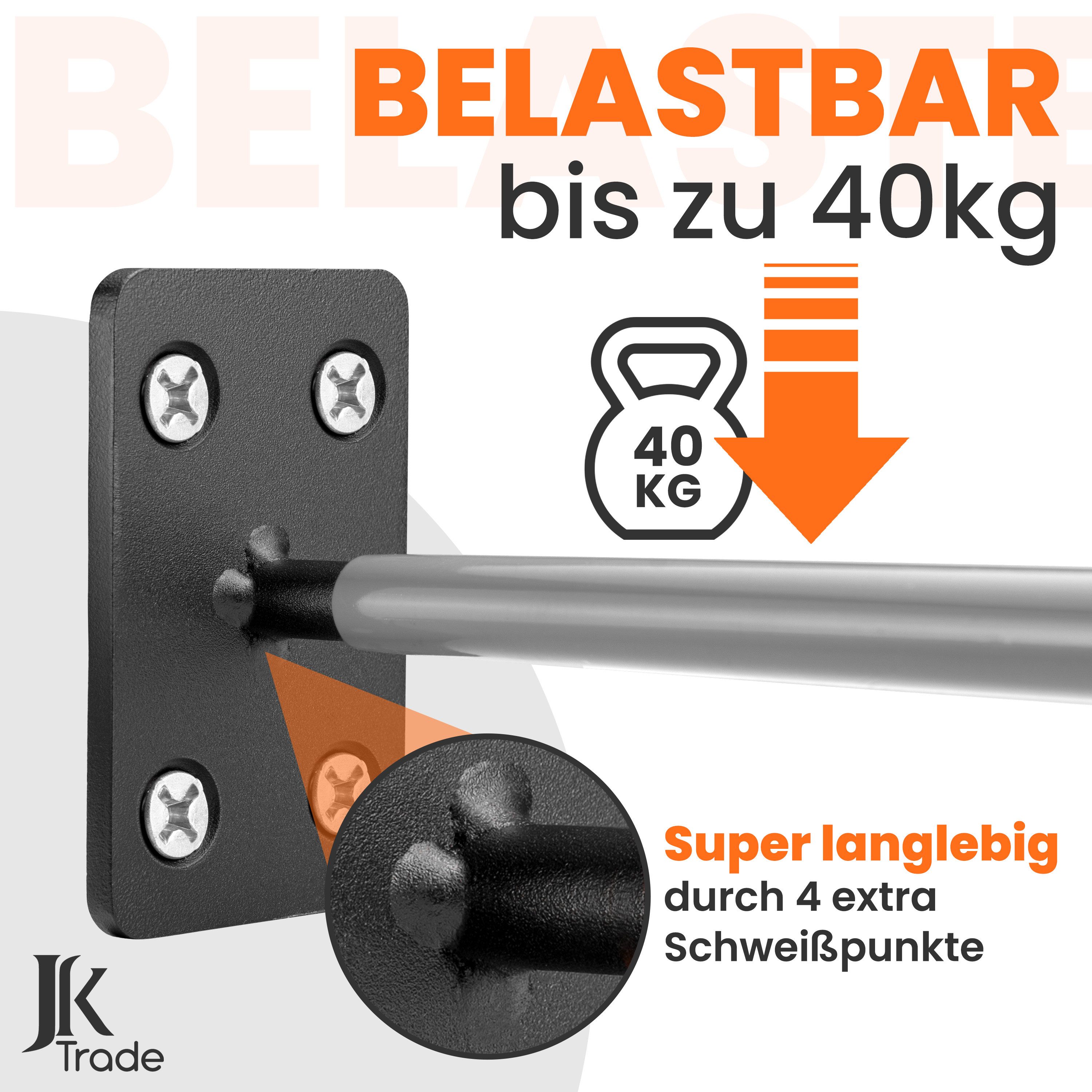 JK Trade Reifen-Wandhalterung 4er Set für Auto Felgen bis 40 kg, (bis 22 Zoll, 4x Reifenhalterung, 16x Schrauben & Dübel, Torx & Profiltiefenmesser, Massiver Stahl mit rutschfester Gummierung)