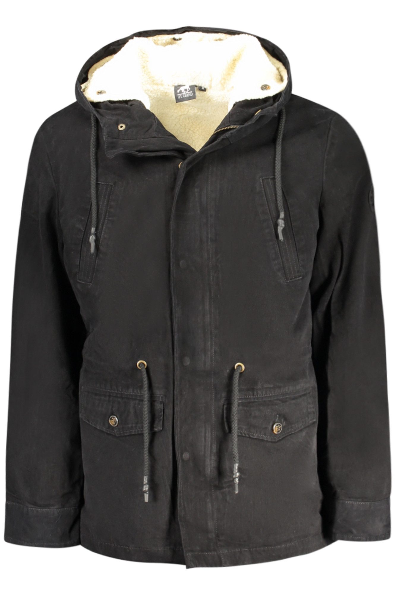 U.S. GRAND POLO Outdoorjacke Elegante schwarze Herrenjacke: Parka mit Kapuze und abnehmbarem Futter
