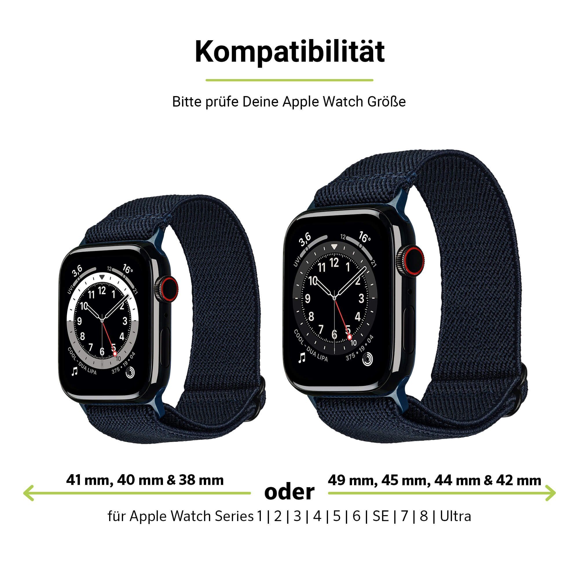 6-4 (42mm) Apple Flex, Blau, WatchBand mit & Ultra Adapter, (45mm), (44mm), Uhrenarmband Textil (49mm), SE Watch Smartwatch-Armband 9-7 Artwizz 3-1