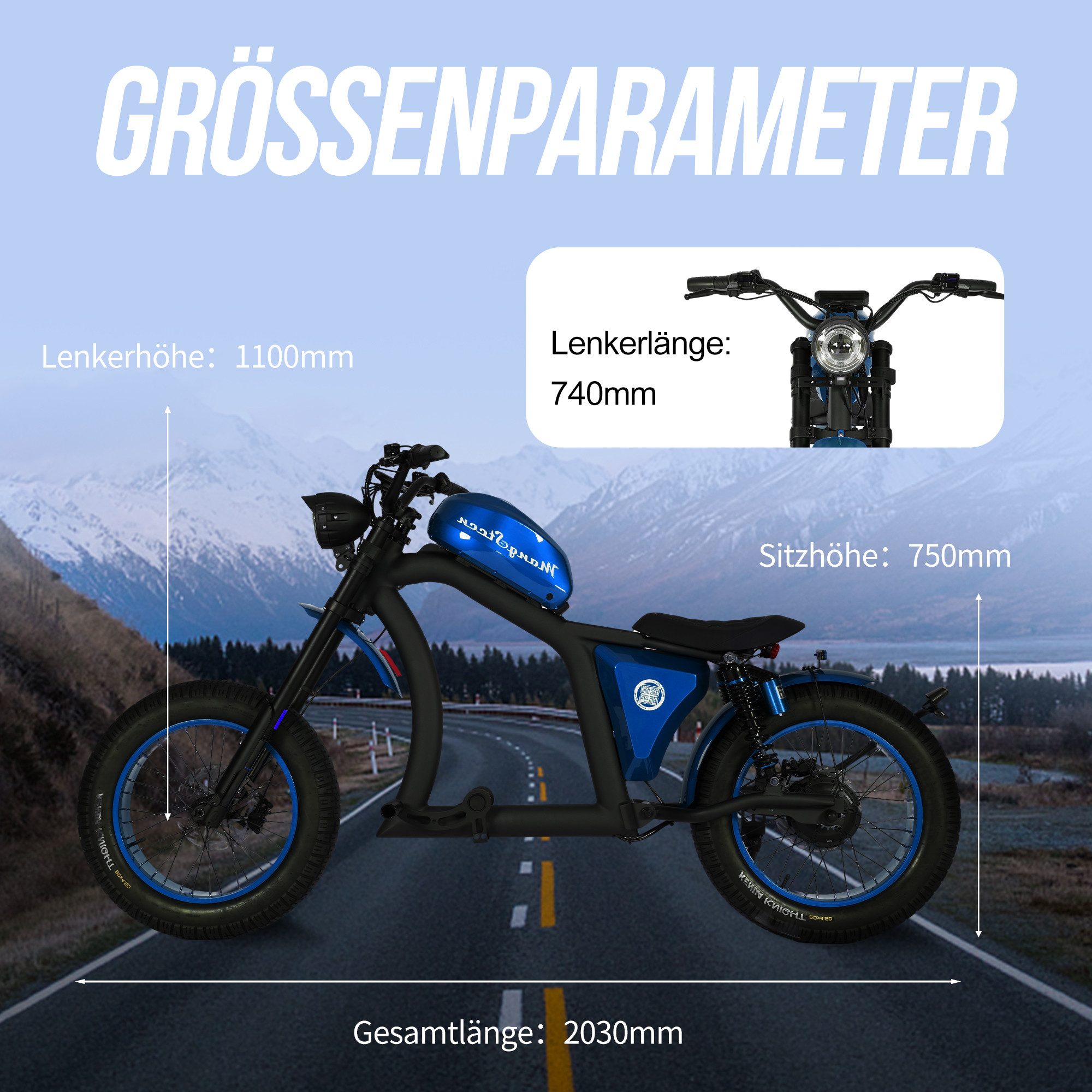 Vankel E-Scooter FT02-EEC 48V 1000W Motor 30AH 45km/h Up to 75km, 45 km/h, 75 km range, disc brakes, front and rear shock absorbers