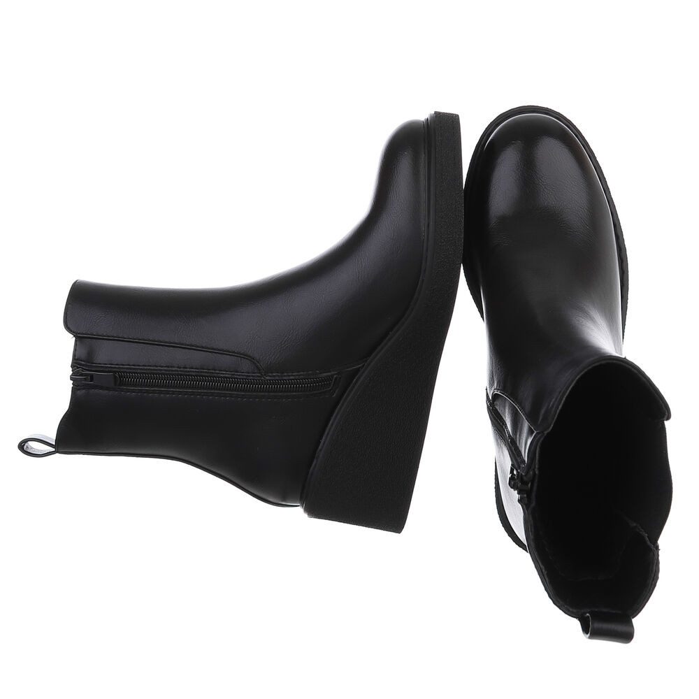 Ital-Design Modische Chelsea Boots mit Wedge und elastischen Einsätzen Keilstiefelette (91117384) Keilabsatz/Wedge Stiefeletten in Schwarz