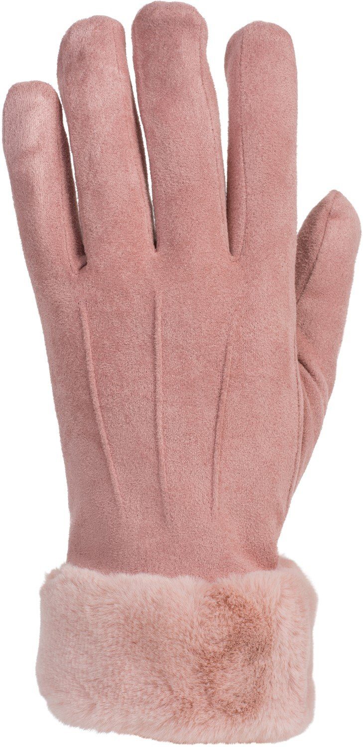 styleBREAKER Touchscreen Handschuhe Beige Kunstfell Unifarbene Fleecehandschuhe mit