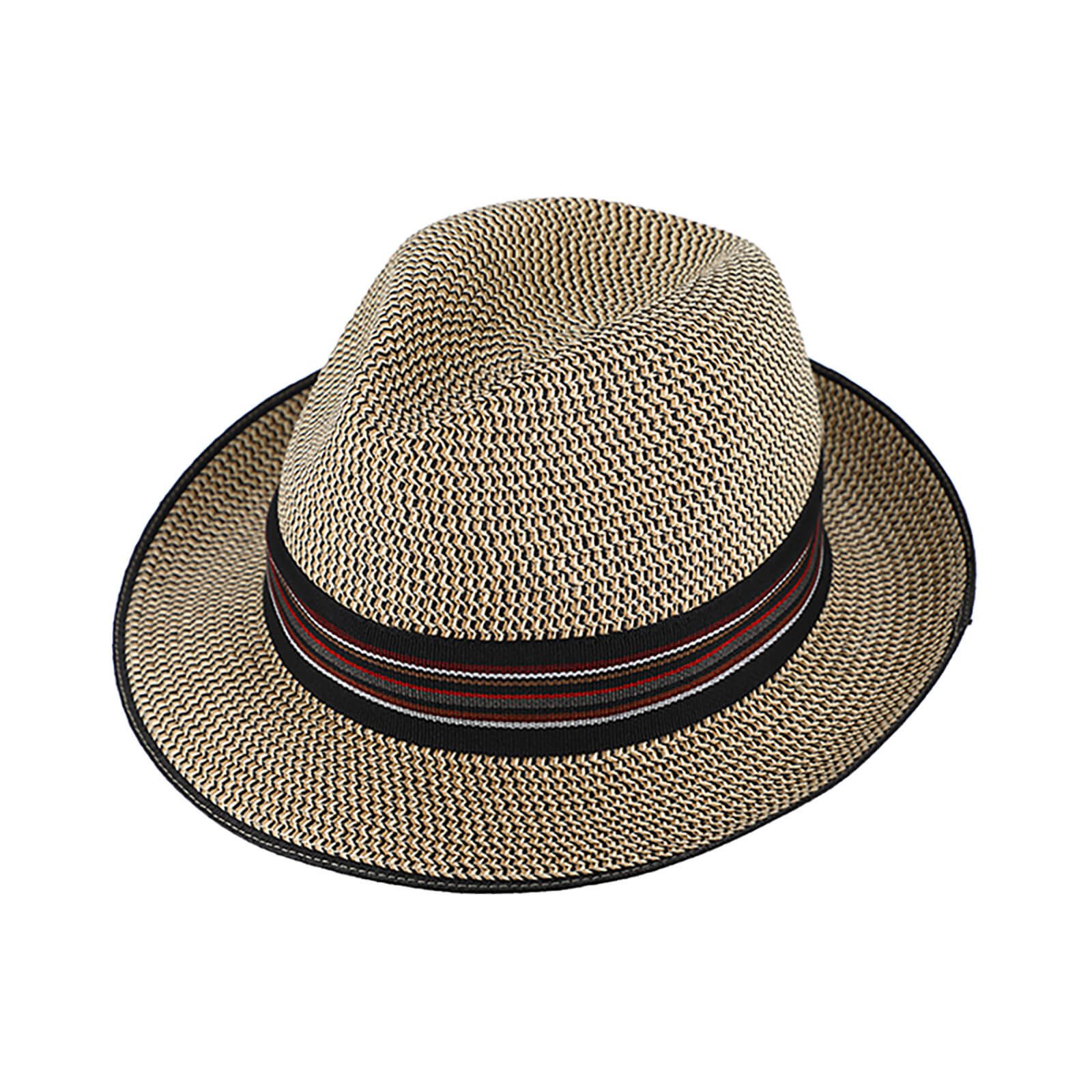 Fiebig Sonnenhut Papierhut Fedora melange gestreiftes Band Beige