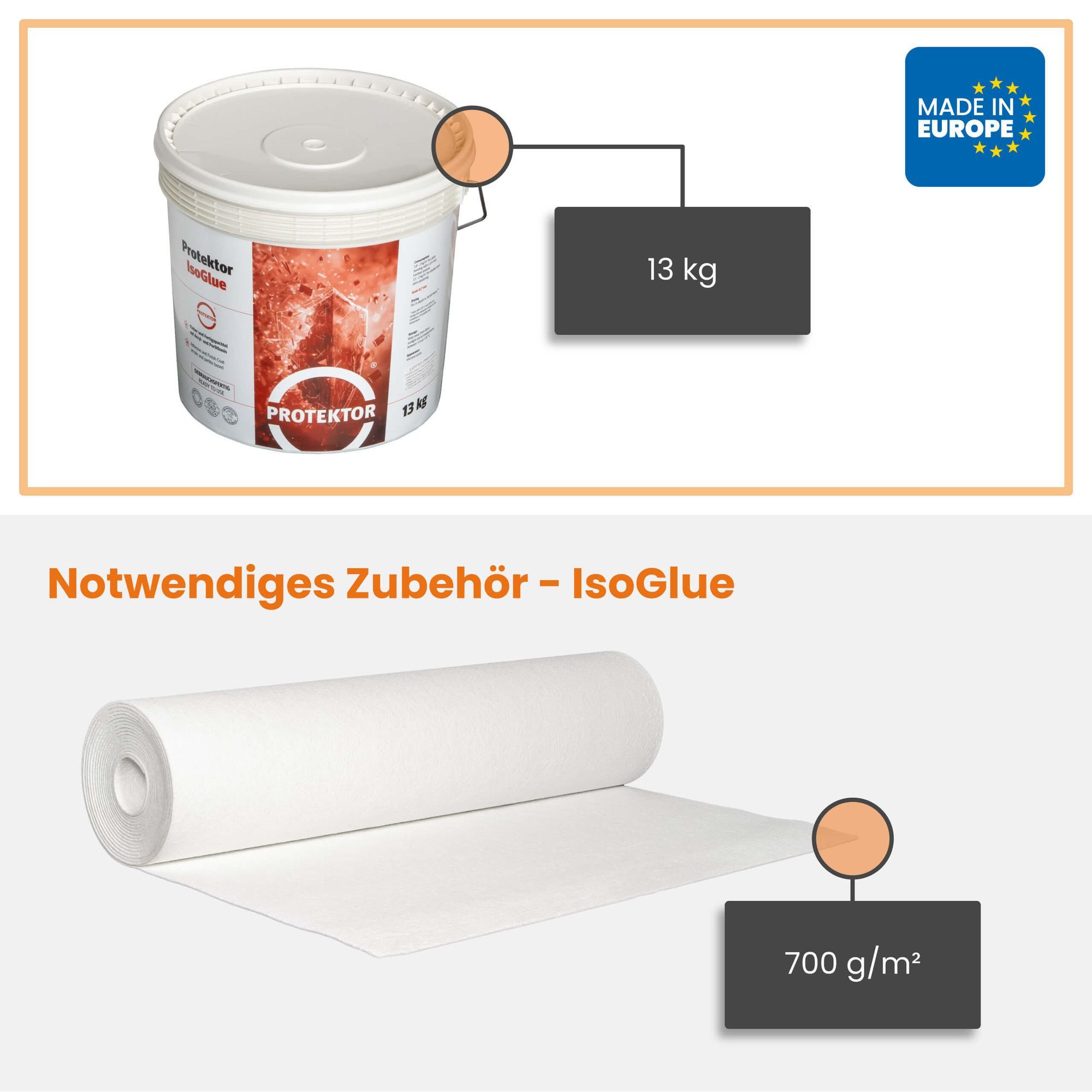 PROTEKTOR Dämmunterlage Innendämmung, (Leichtspachtelkleber Wärmedämmung 13 kg Eimer, 1-St), Schimmel- & Feuchtigkeitsschutz, atmungsaktiv, energieeffizient