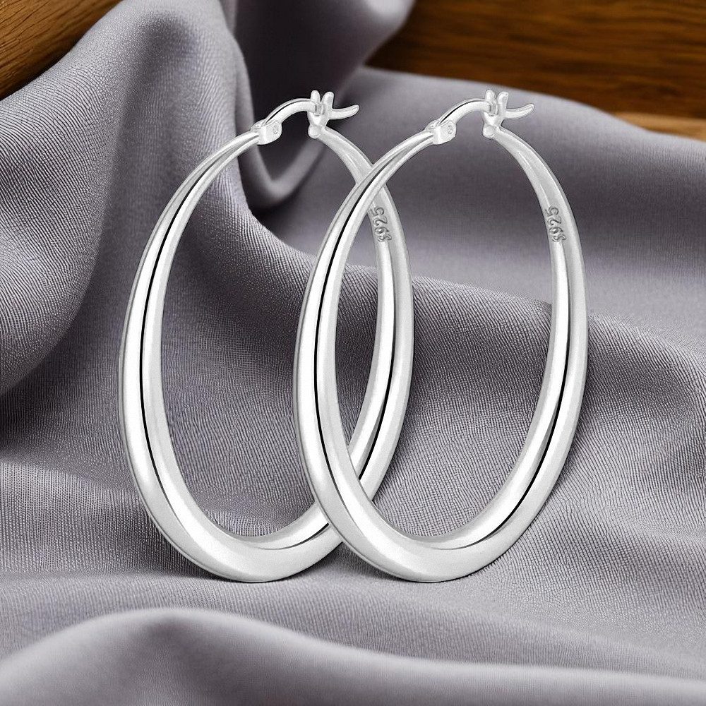 Taffstyle Paar Creolen Stylische Ohrringe 925 Sterling Silber Damen Ohrschmuck (Elegante 925 Silber Ohrringe für Frauen - Geschenk zum Geburtstag, Weihnachten,  – Bild 4 von 5