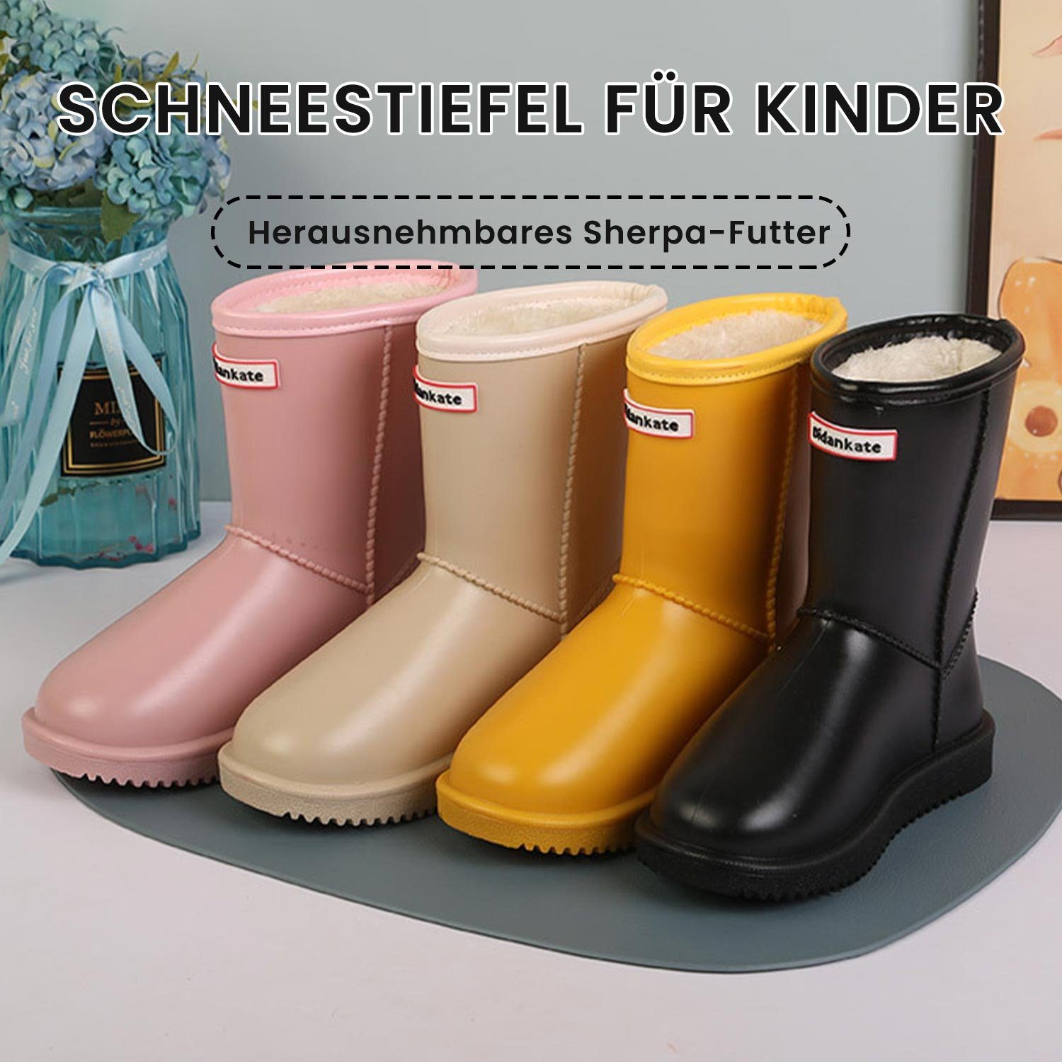 Gefüttert Rosa Jungen Regenstiefel Mädchen Thermo Gummistiefel Daisred Kinder wasserdicht