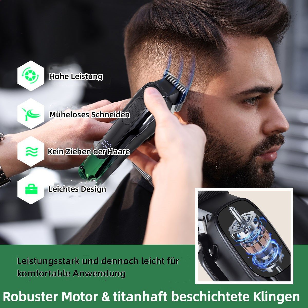HATTEKER Haar- und Bartschneider RFC-656, Haarschneider-Set Herren-Bartschneider, IPX7 Wasserdichte
