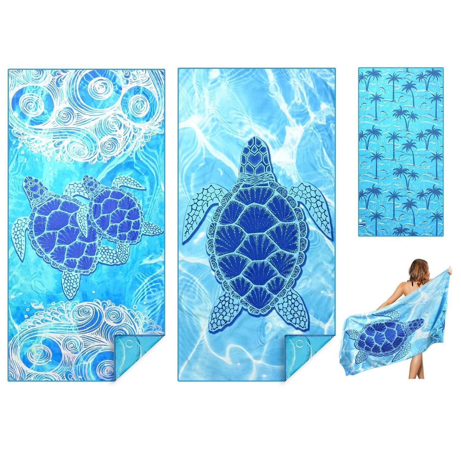 LuxusKollektion Strandtücher Mikrofaser Strandtuch 180x90cm Doppelseitig, (2-St)