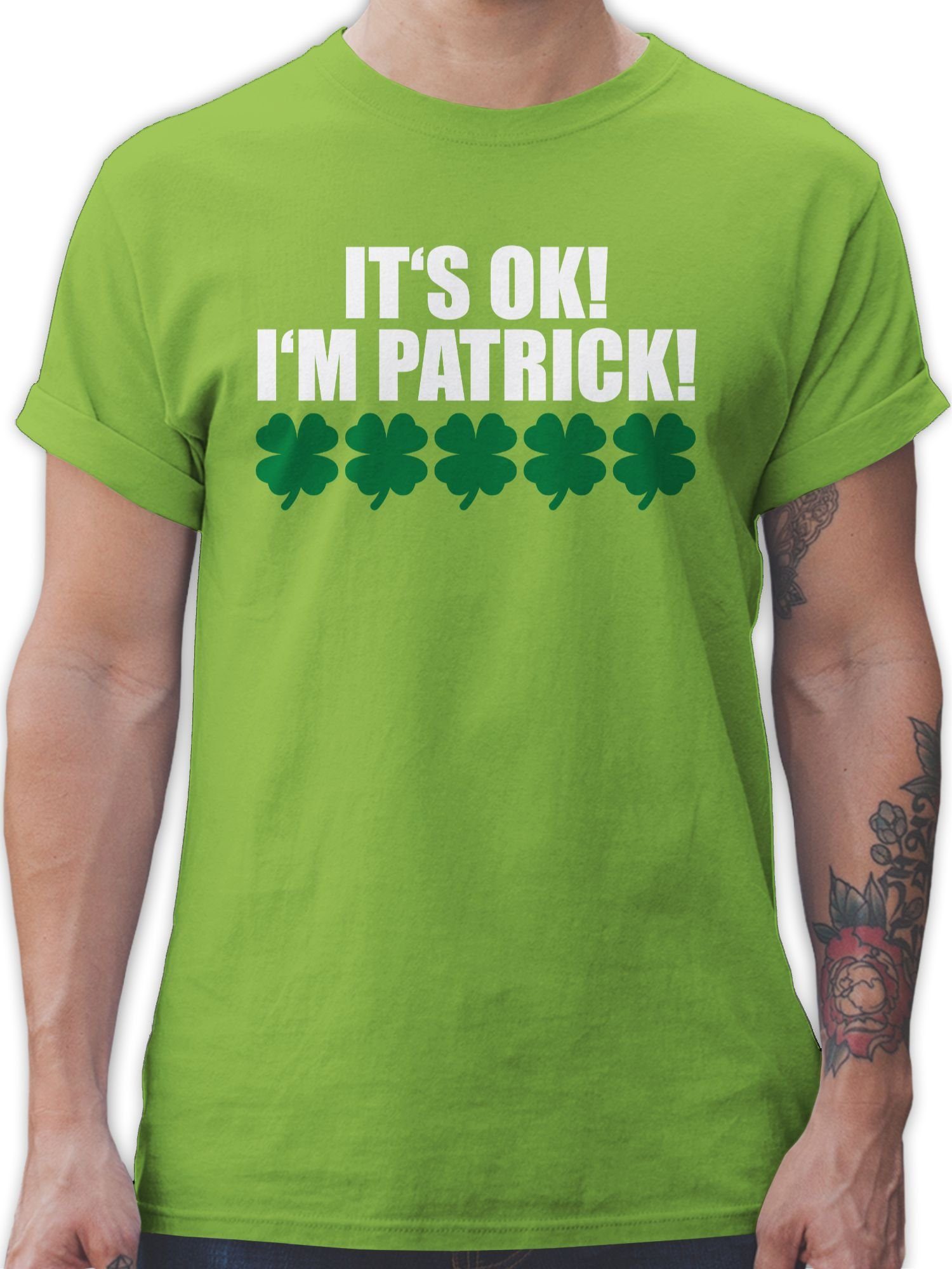 Shirtracer T-Shirt It's ok! I'm Patrick - weiß St. Patricks Day 3 Hellgrün