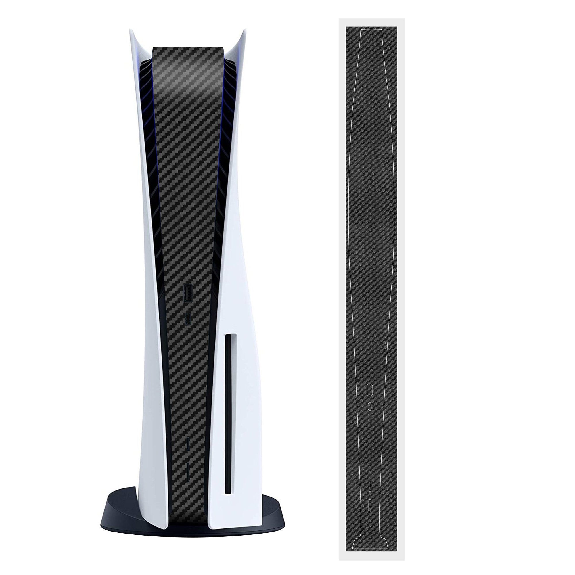 Bild von kwmobile Spielekonsolen-Tasche Konsolen Aufkleber für Sony Playstation 5 Disc Edition, Aufkleber Folie mit Carbon Design in Schwarz