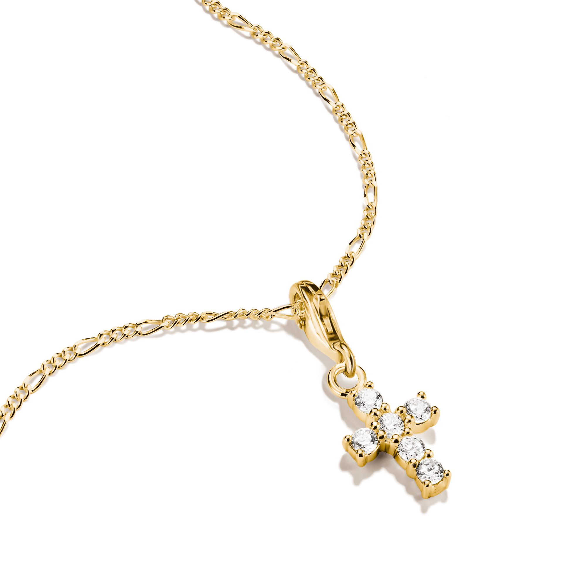 THOMAS SABO Charm-Einhänger Kreuz mit Zirkonia-Steinen, Kommunion - Original, mit Zirkonia (synth)
