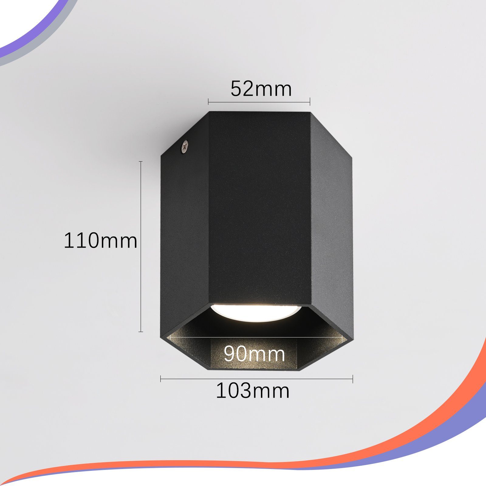 ZMH LED Deckenstrahler ZMH 1 für Rund Aufbauspot Küche ohne Deckenspots Schwarz GU10 Deckenleuchte Spotleuchte LED Aufbauleuchte Flammig, Wohnzimmer, Leuchtmittel