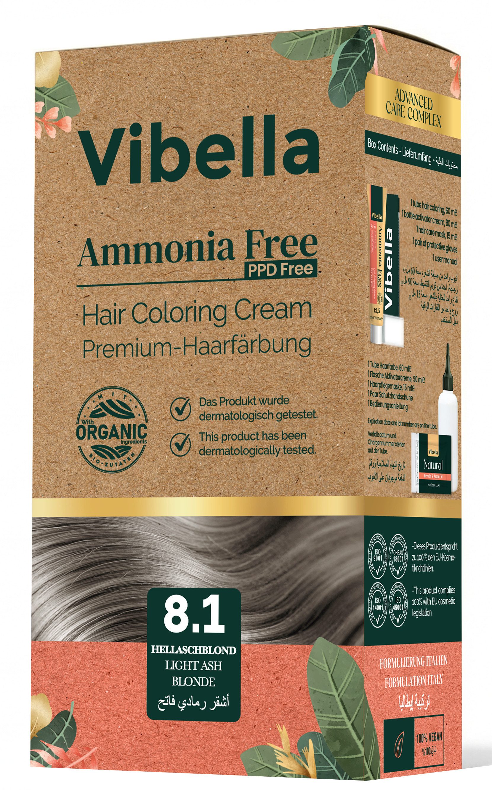 Vibella Haarfarbe Haarfärbecreme Nr. 8,1 Hellaschblond – Premium-Haarfarbe