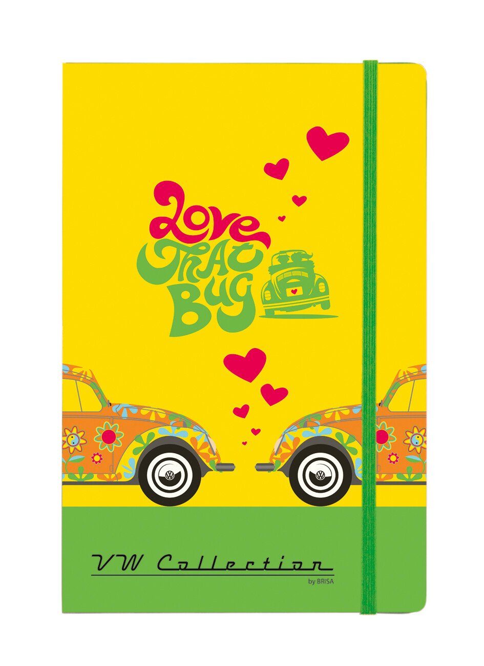 Thumbnail - VW Collection by BRISA Notizbuch Volkswagen Tagebuch, liniert mit Hardcover-Einband im Käfer Design, gelbes Schreibbuch ...