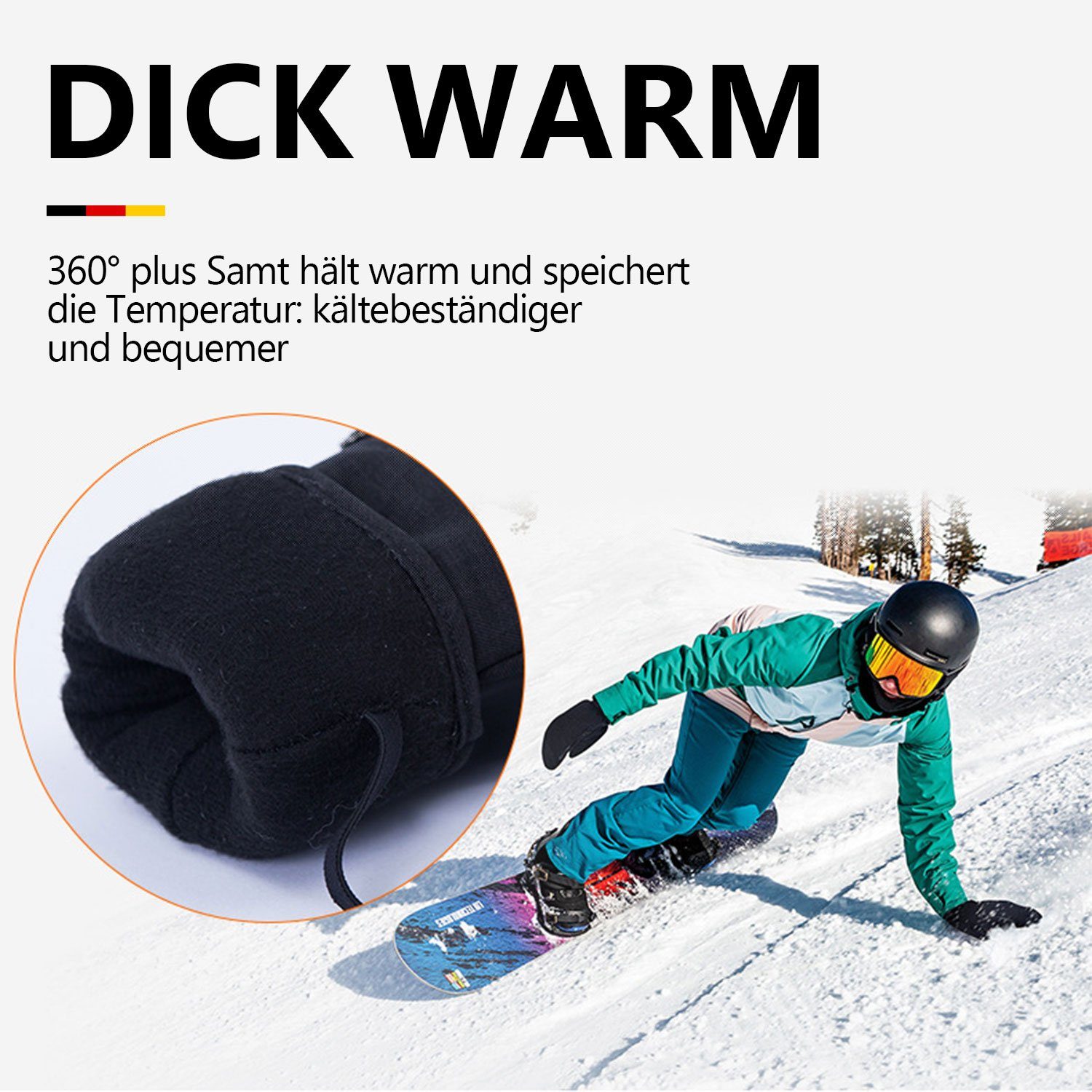 Touchscreen Winterhandschuhe,wasserdicht MAGICSHE -Warme-Handschuhe Skihandschuhe Grau