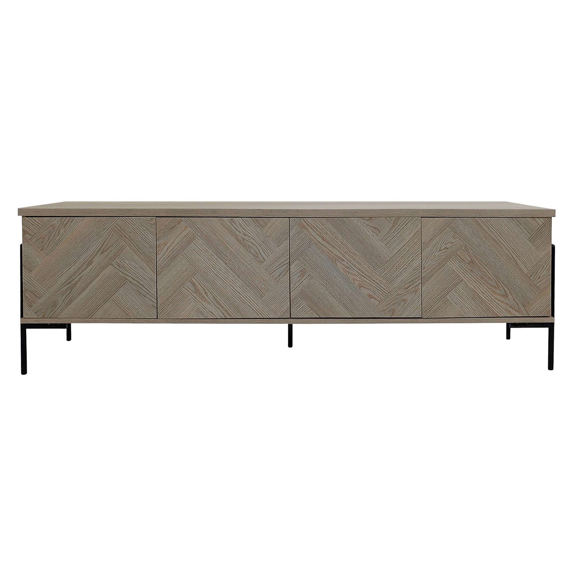 OTTO home Lowboard Eadwine, TV-Kommode, Push-to-open, Türen mit Fischgräten Muster, Breite 175 cm