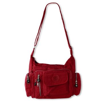 BAG STREET Schultertasche Bag Street Damenhandtasche Schultertasche (Schultertasche), Schultertasche Nylon, rot ca. 30cm x ca. 22cm