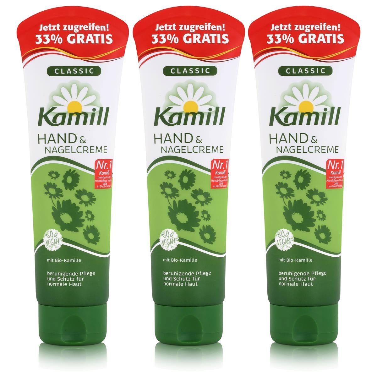Kamill Hautcreme Kamill Hand & Nagelcreme Classic 133 ml - mit natürlicher Kamille (3er