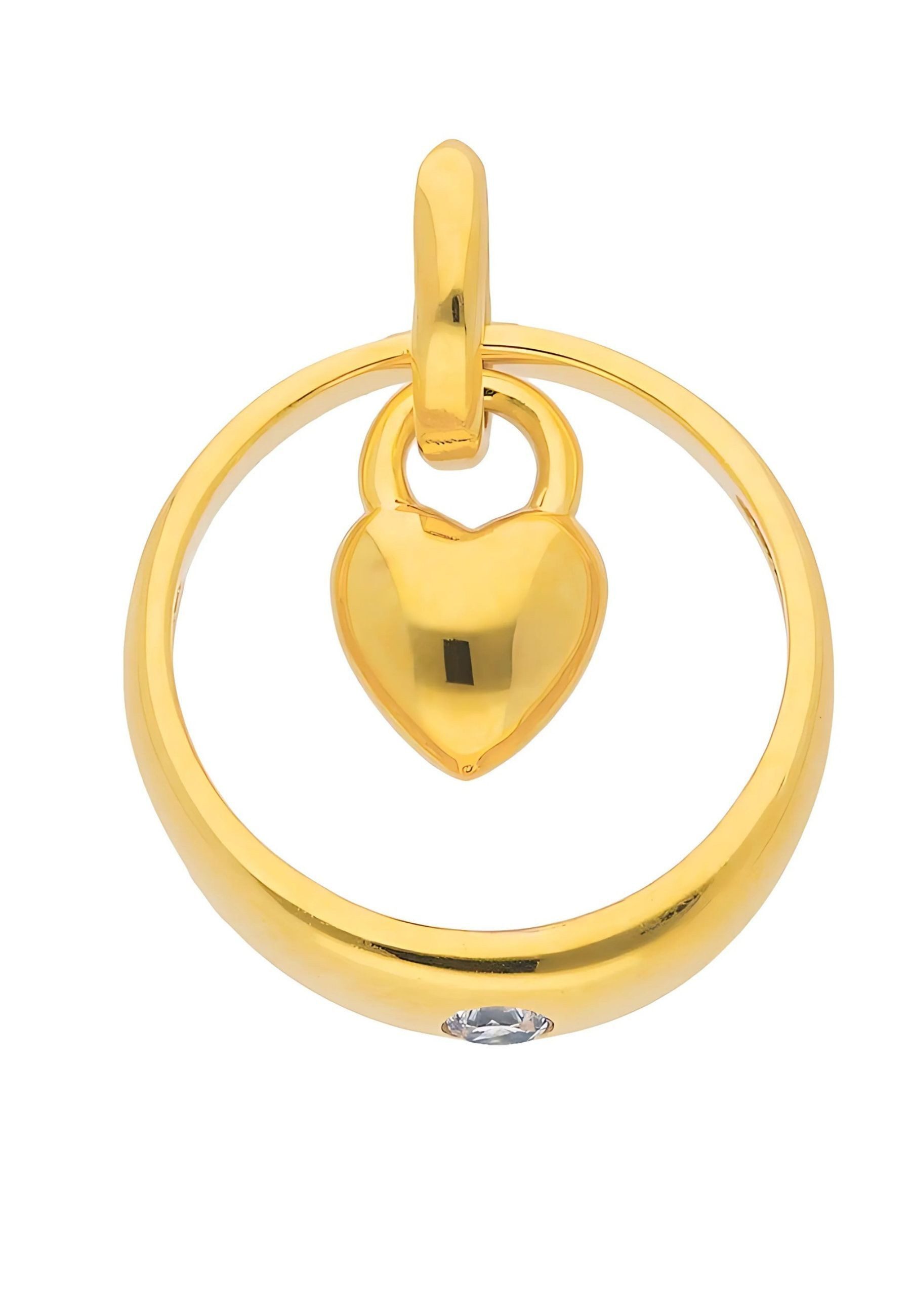 Kettenanhänger Damen 333 Gold Anhänger Herz mit Zirkonia Ø 11,6 mm
