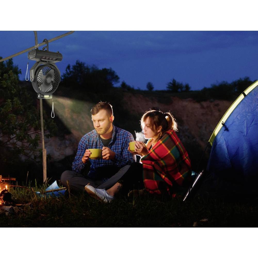 Sygonix Bodenventilator Camping Outdoor Ventilator SY-5996204, Akkubetrieb möglich, mit Beleuchtung, Oszillierend, mit Fernbedienung