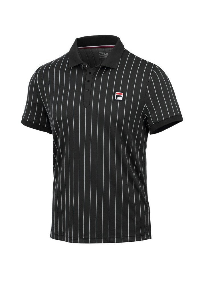Fila Poloshirt Stripes (100% Polyester) schwarz/weiss Herren