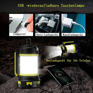 GelldG LED Laterne 6 Modi Wiederaufladbar Tragbar LED Camping Lampen mit Powerbank