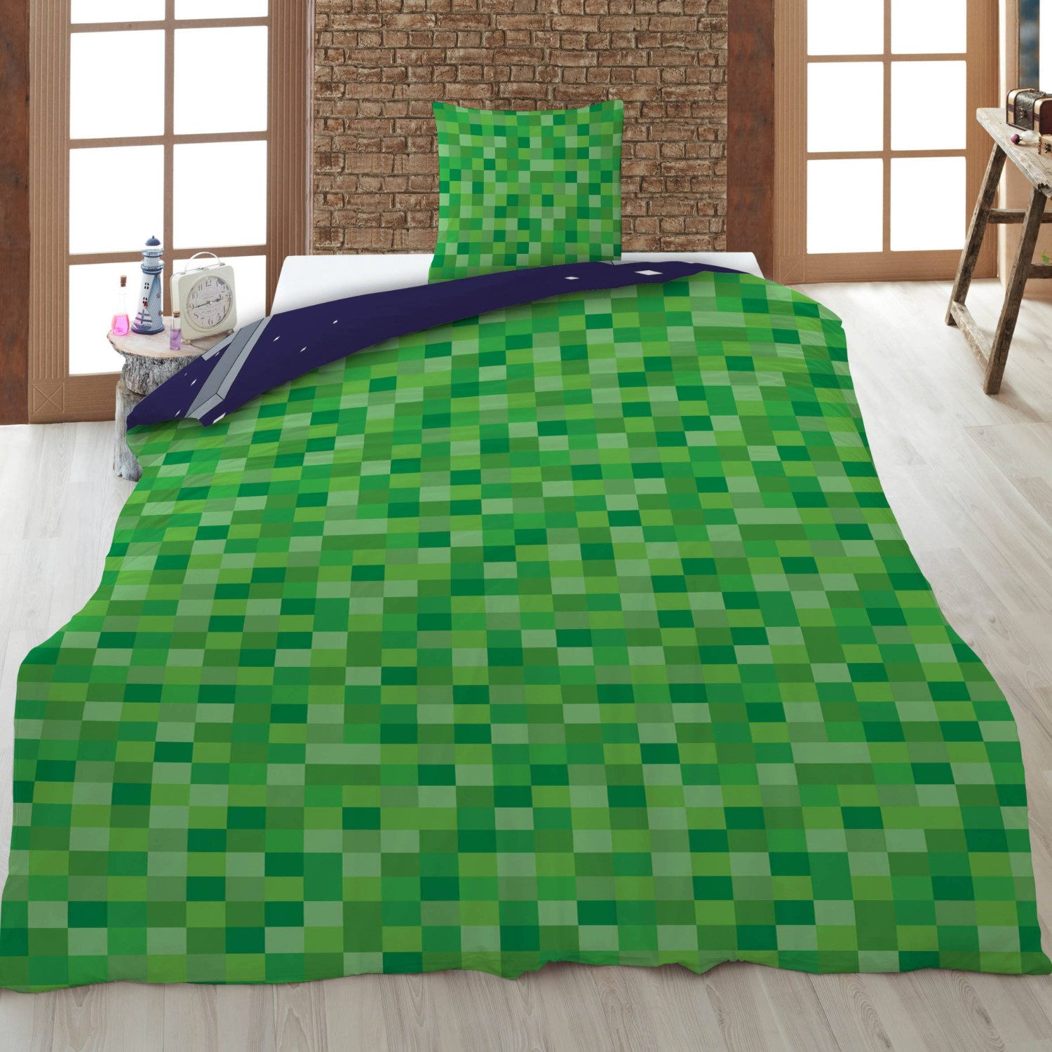 AY!Max Kinderbettwäsche Minecraft Wende Bettwäsche Set 2 tlg. 135 x 200 cm 80 x 80cm, 2 teilig – Bild 4 von 5