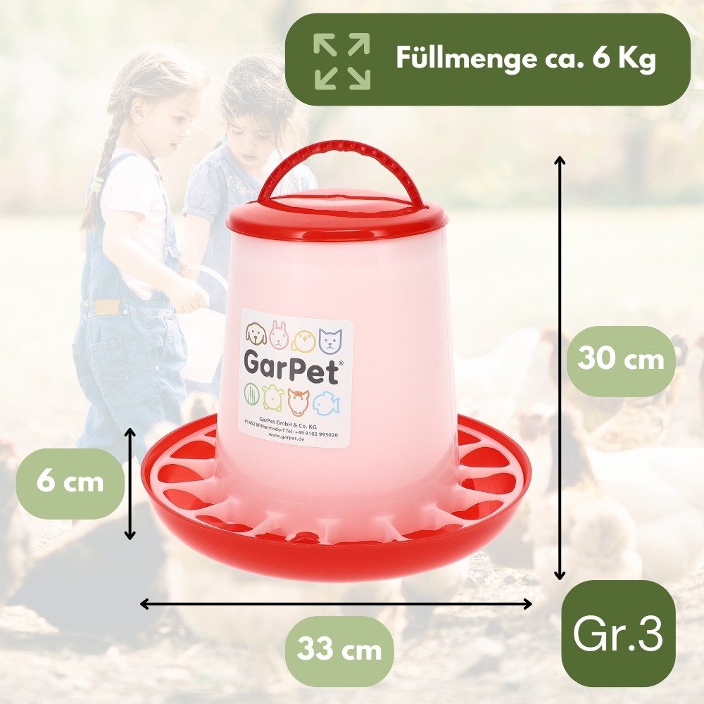 GarPet Futterspender Futterautomat Hühner Geflügel Futterspender Futtertrog Trog