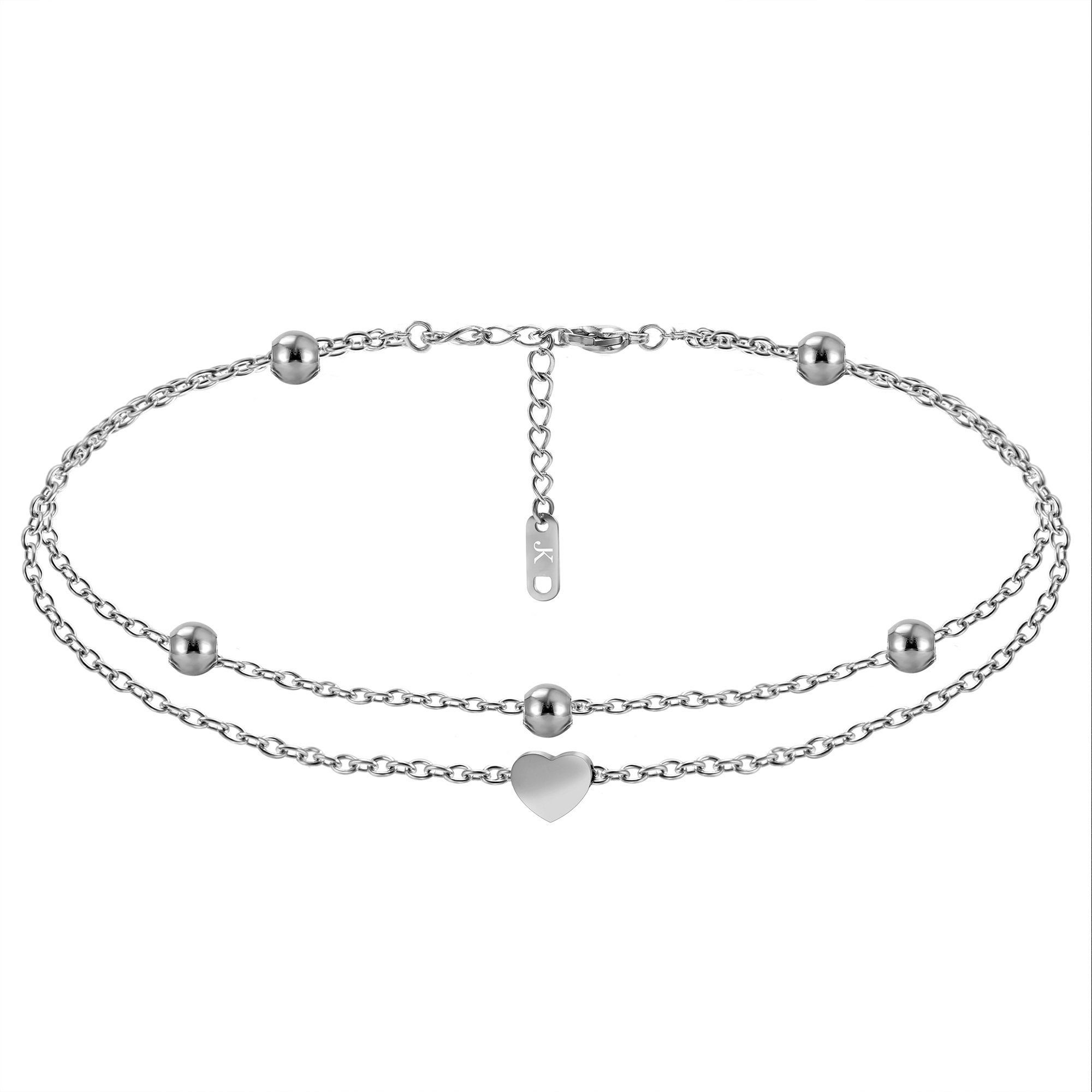 Kim Johanson Fußkette Heart, aus Edelstahl, mit Herz-Anhänger, verstellbar günstig online kaufen