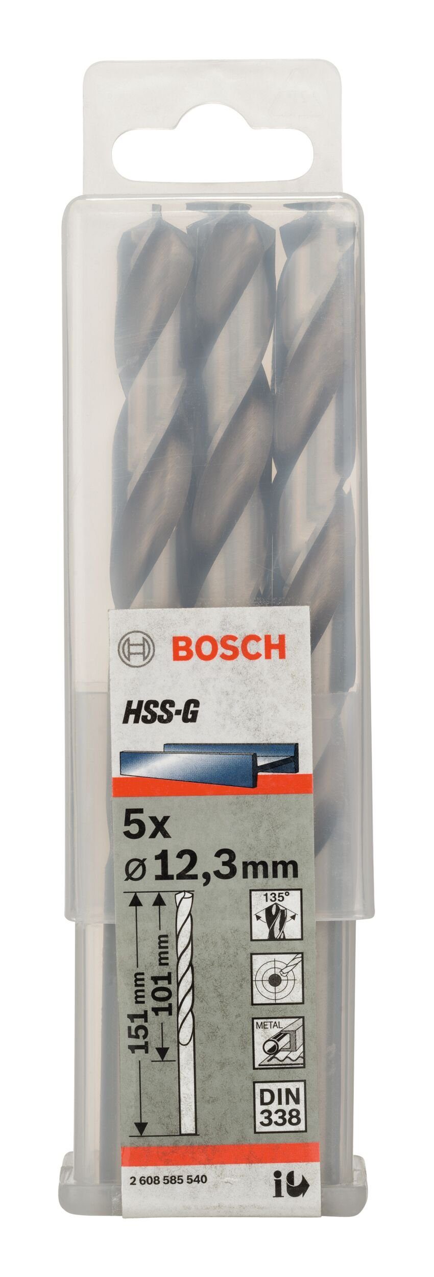 338) 12,3 (DIN 151 (5 x Metallbohrer, Stück), HSS-G 5er-Pack mm x - 101 BOSCH -