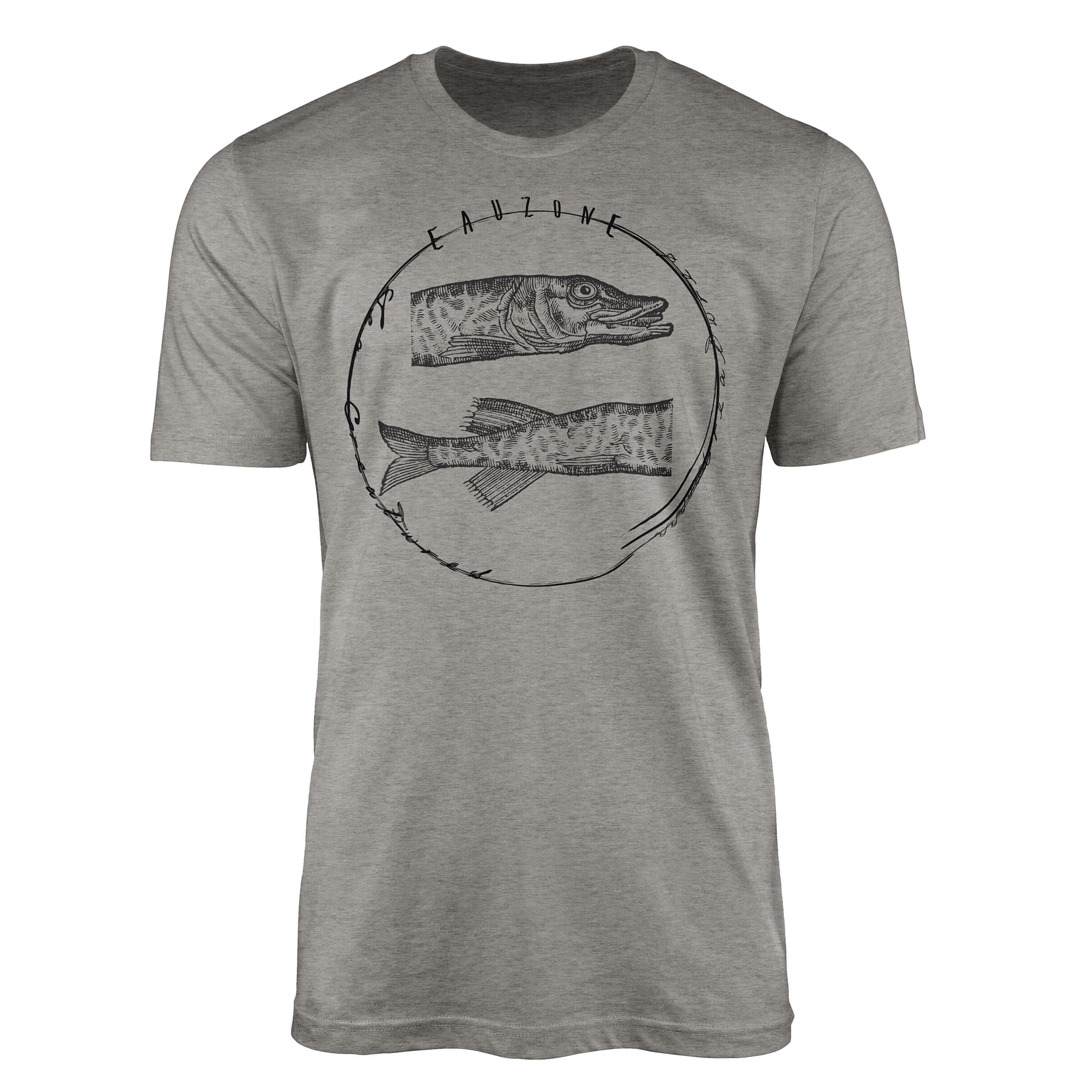 Sinus Art T-Shirt T-Shirt Tiefsee Fische - Serie: Sea Creatures, feine Struktur und sportlicher Schnitt / Sea 086 Ash