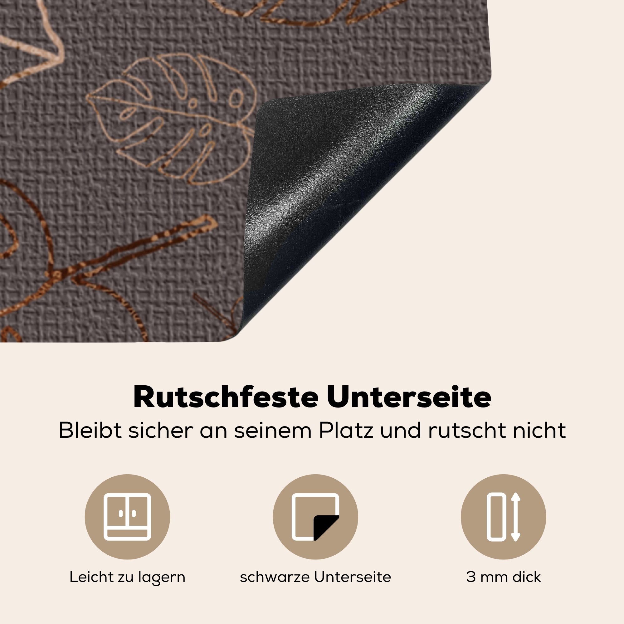 Muster Arbeitsplatte (1 Bronze, Herdblende-/Abdeckplatte - MuchoWow Luxus tlg), Vinyl, Ceranfeldabdeckung, cm, für küche - 78x78