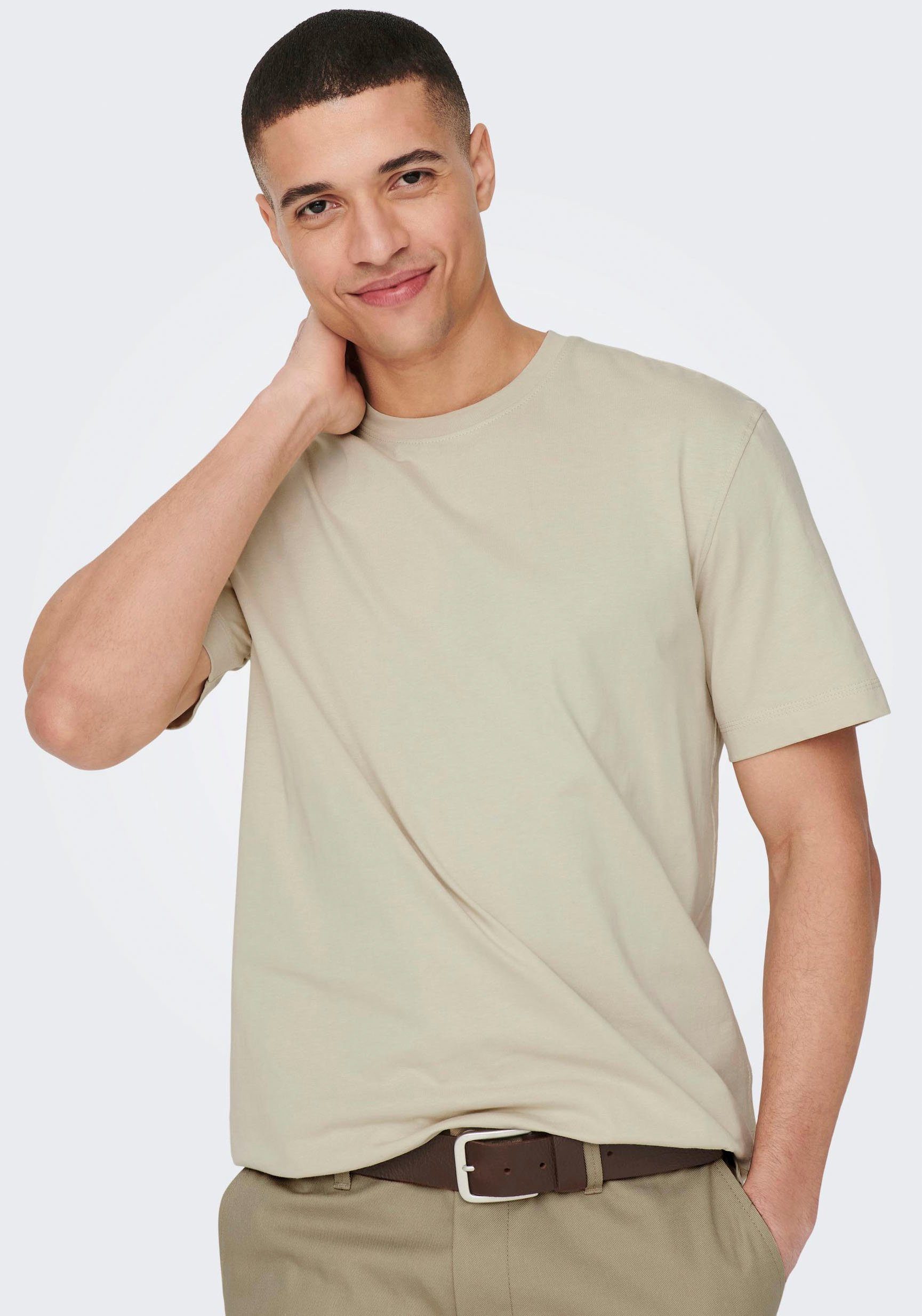 ONLY & SONS Rundhalsshirt ONSMAX LIFE SS STITCH TEE NOOS