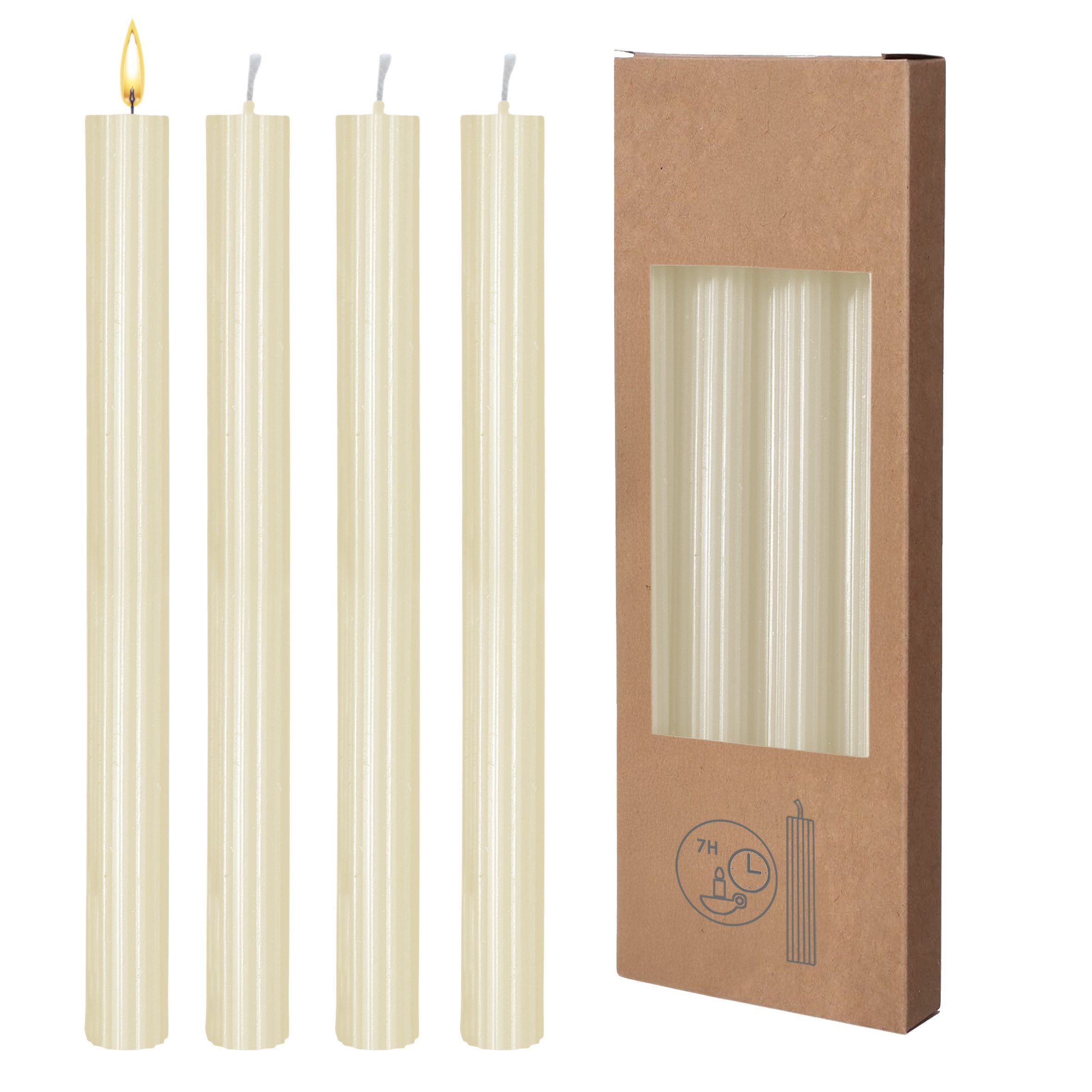 Spetebo Tafelkerze Echtwachs Stabkerzen geriffelt 8er Pack (Anzahl, 1-tlg., günstig online kaufen