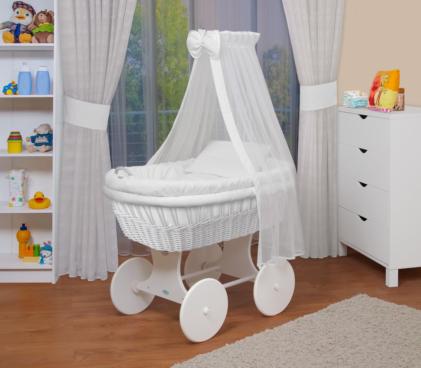 Waldin Stubenwagen Baby Stubenwagen-Set mit Ausstattung,XXL