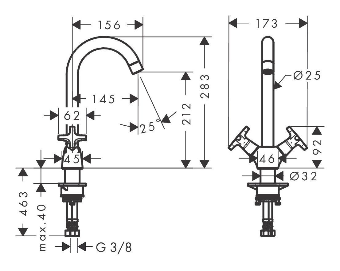 Thumbnail - hansgrohe Küchenarmatur Logis M32 2-Griff Spültischarmatur 220 1jet - Chrom