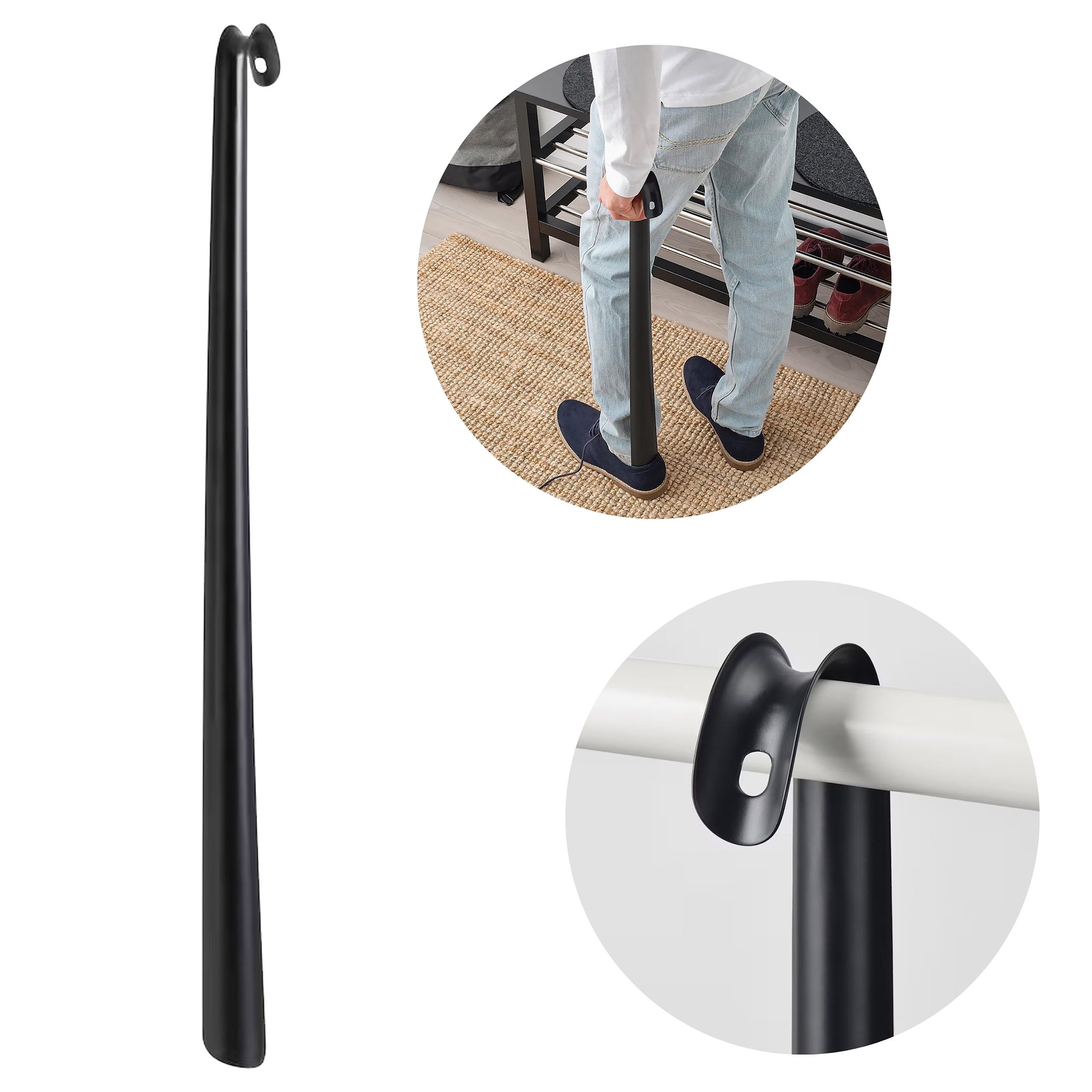IKEA Schuhlöffel OMTÄNKSAM Anthrazit, langer Schuhlöffel, stabil, Metall IKEA