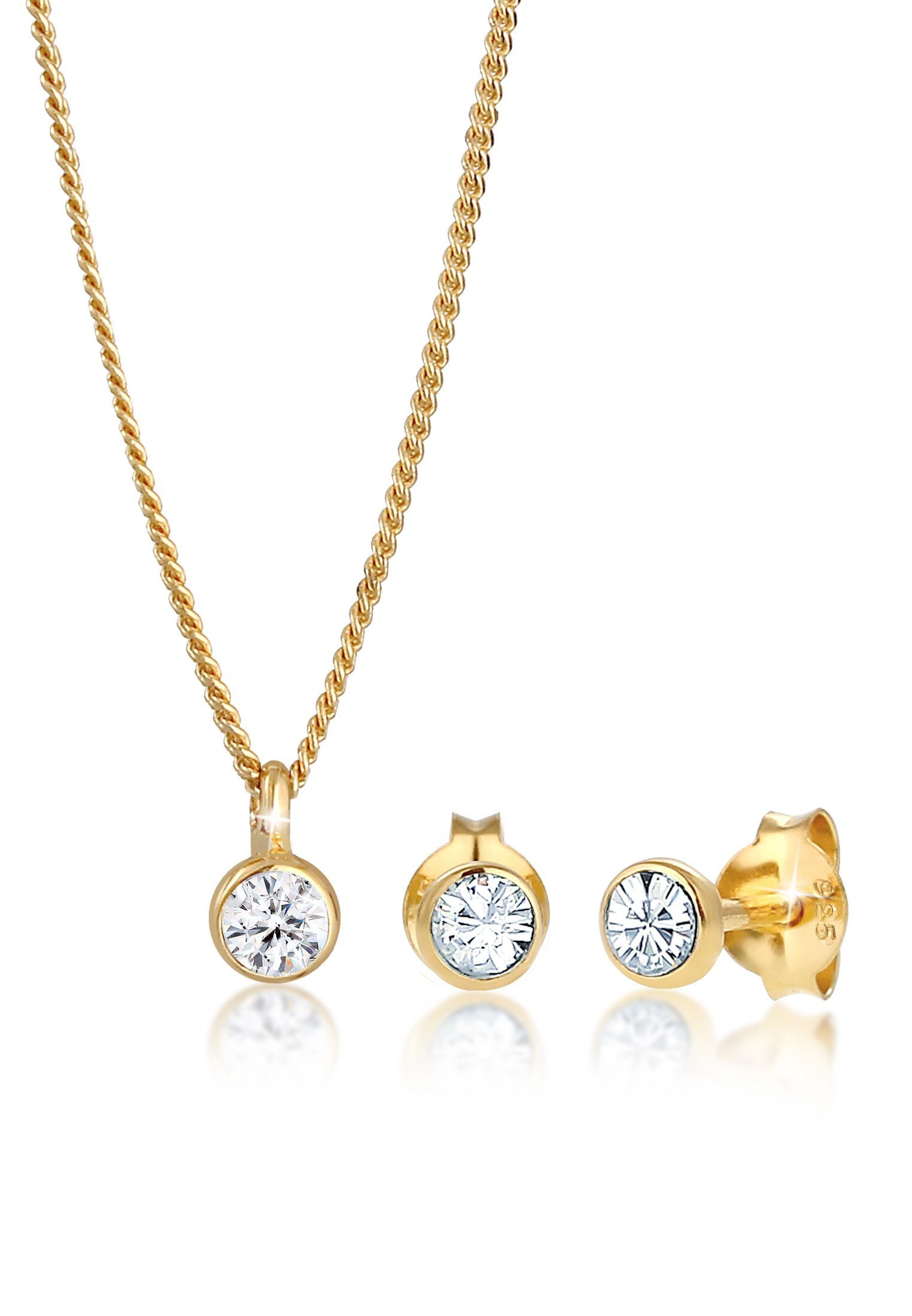 Elli Schmuckset Basic Solitär 925 Sterling Silber, mit Kristallen von Swaro günstig online kaufen