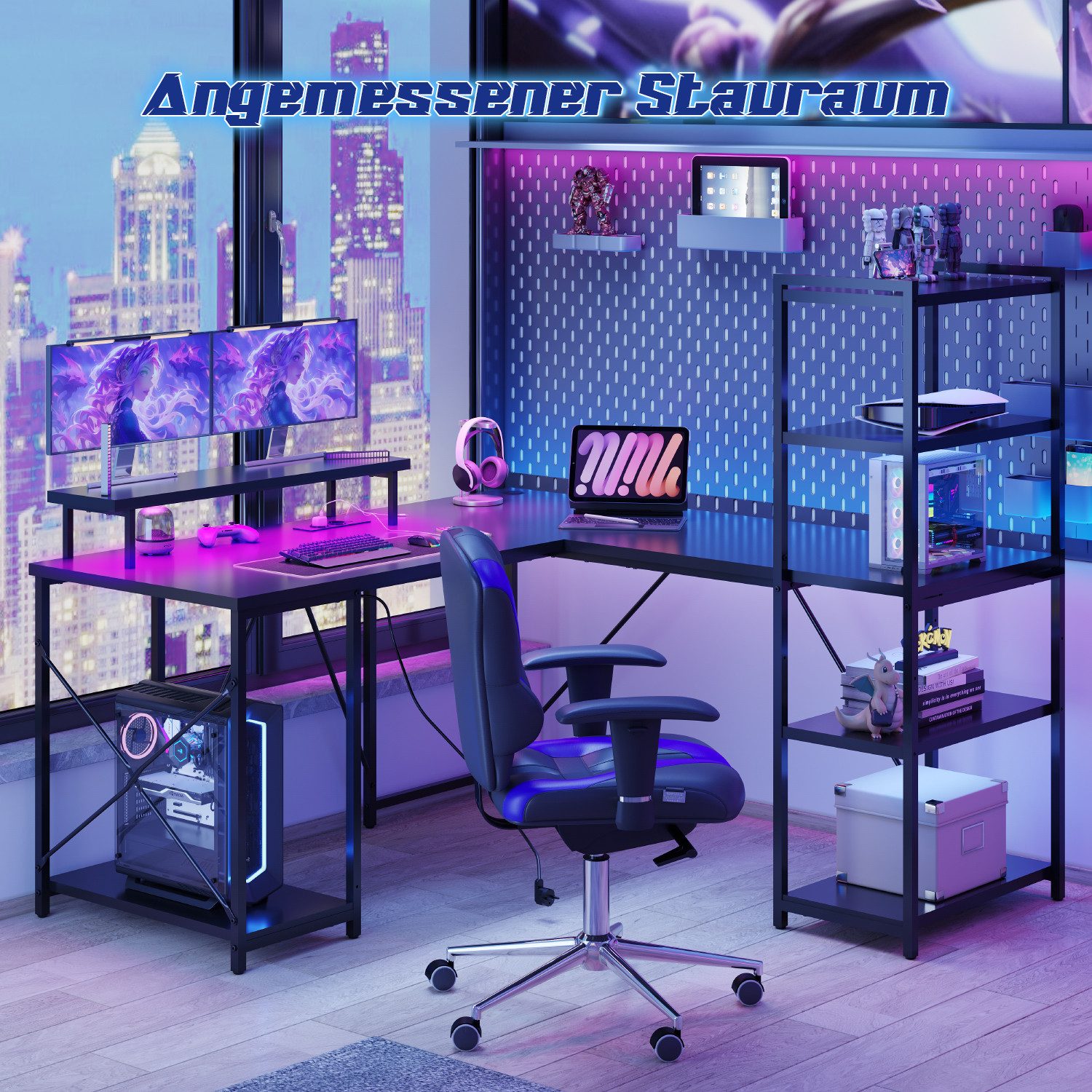 HOMALL Gamingtisch Schreibtisch mit LED und günstig online kaufen