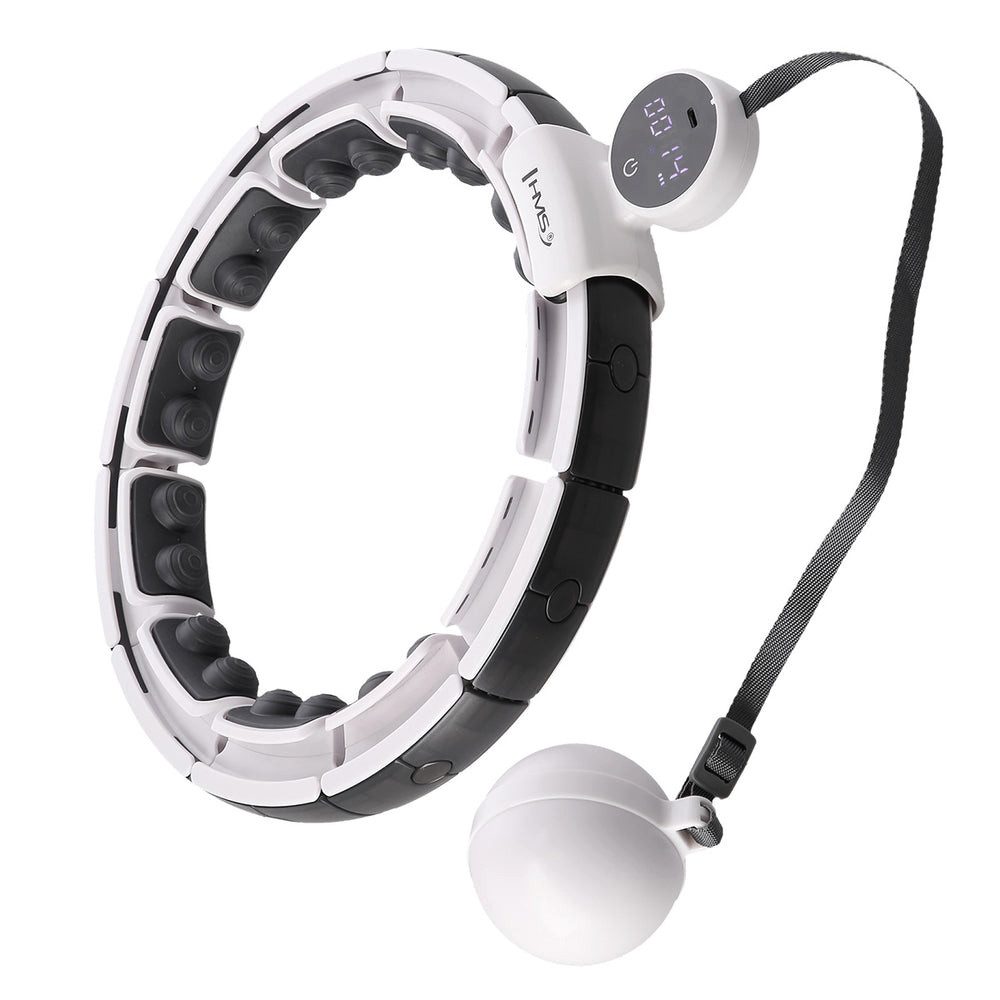 HMS Hula-Hoop-Reifen Fitnessreifen Massagereifen Bauchtrainer (Spar-Set, 1-tlg., 28-45 cm verstellbar), 32 Magnete, LCD-Zähler, USB-C-Akku, verstellbar