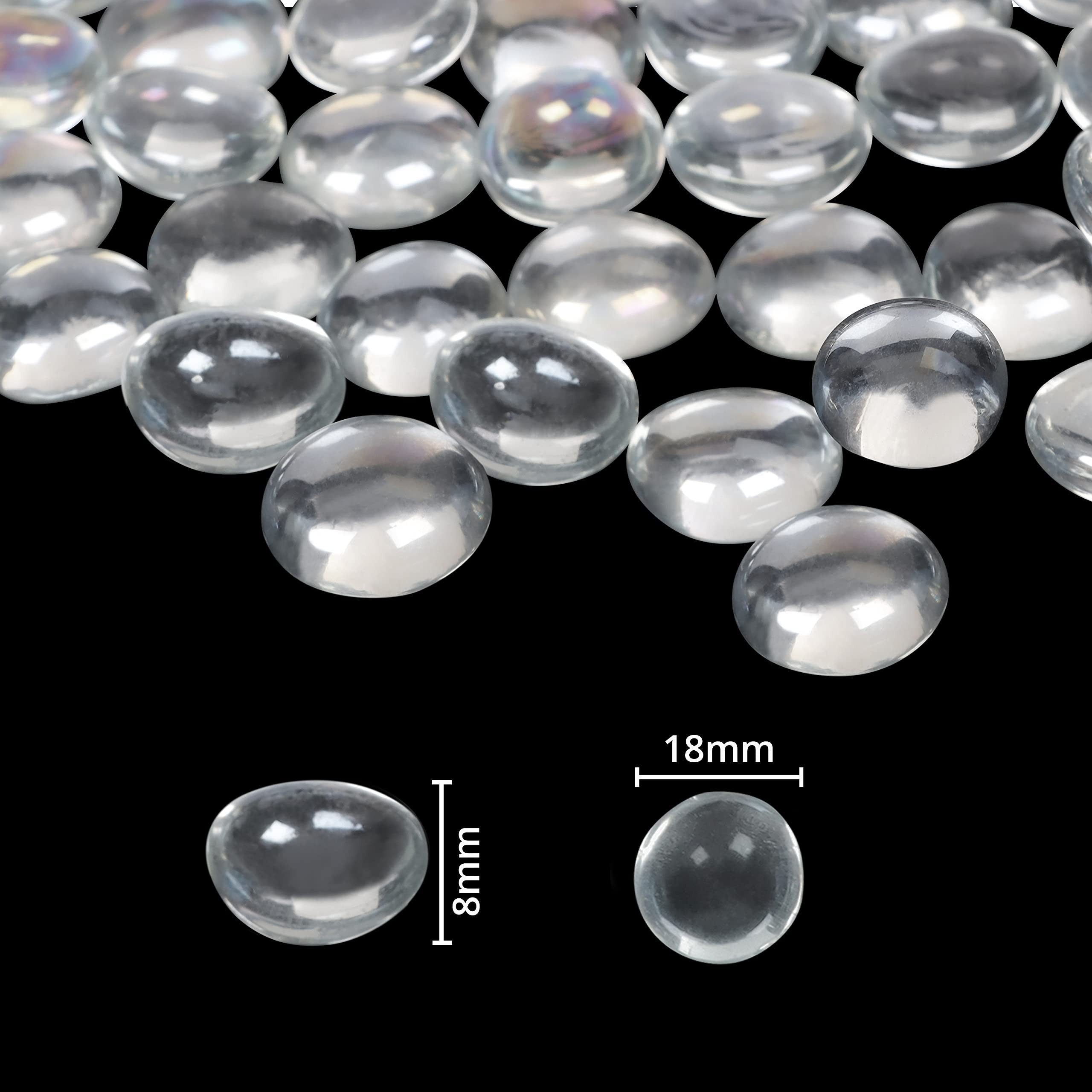Thumbnail - Belle Vous Streudeko Glassteine Dekoration - 2,25kg Flache 18mm Klare Steine, (400-tlg)